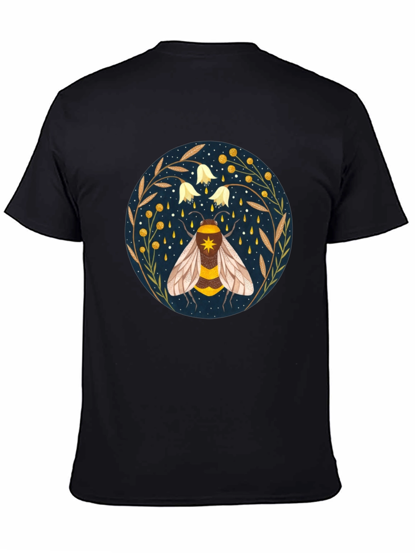 Enchanted Bee Graphic Tee - Celestial Honeycomb Design