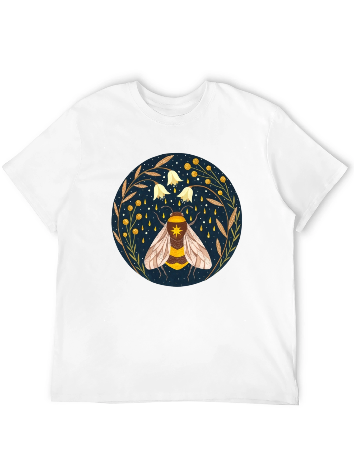 Enchanted Bee Graphic Tee - Celestial Honeycomb Design