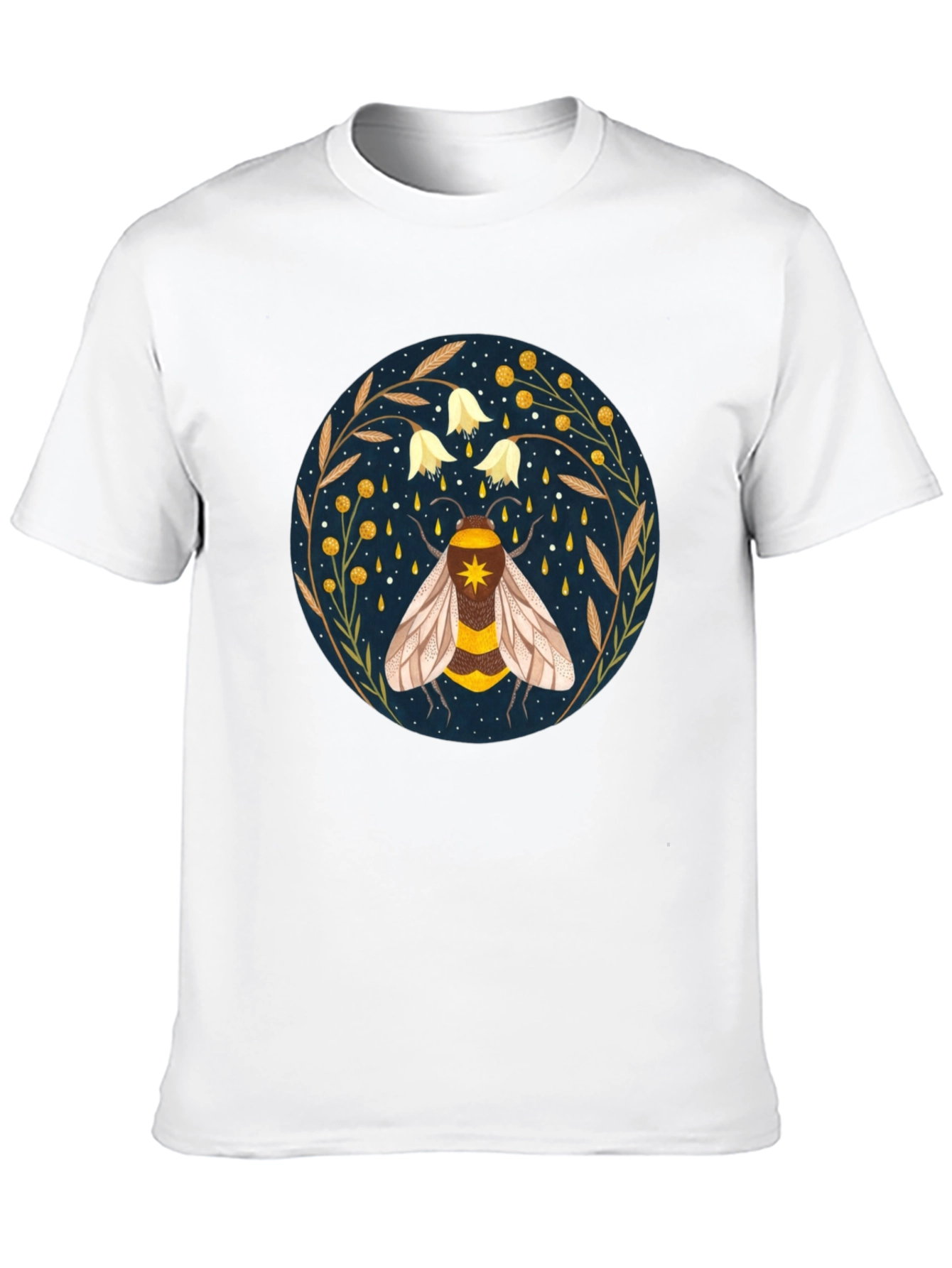 Enchanted Bee Graphic Tee - Celestial Honeycomb Design