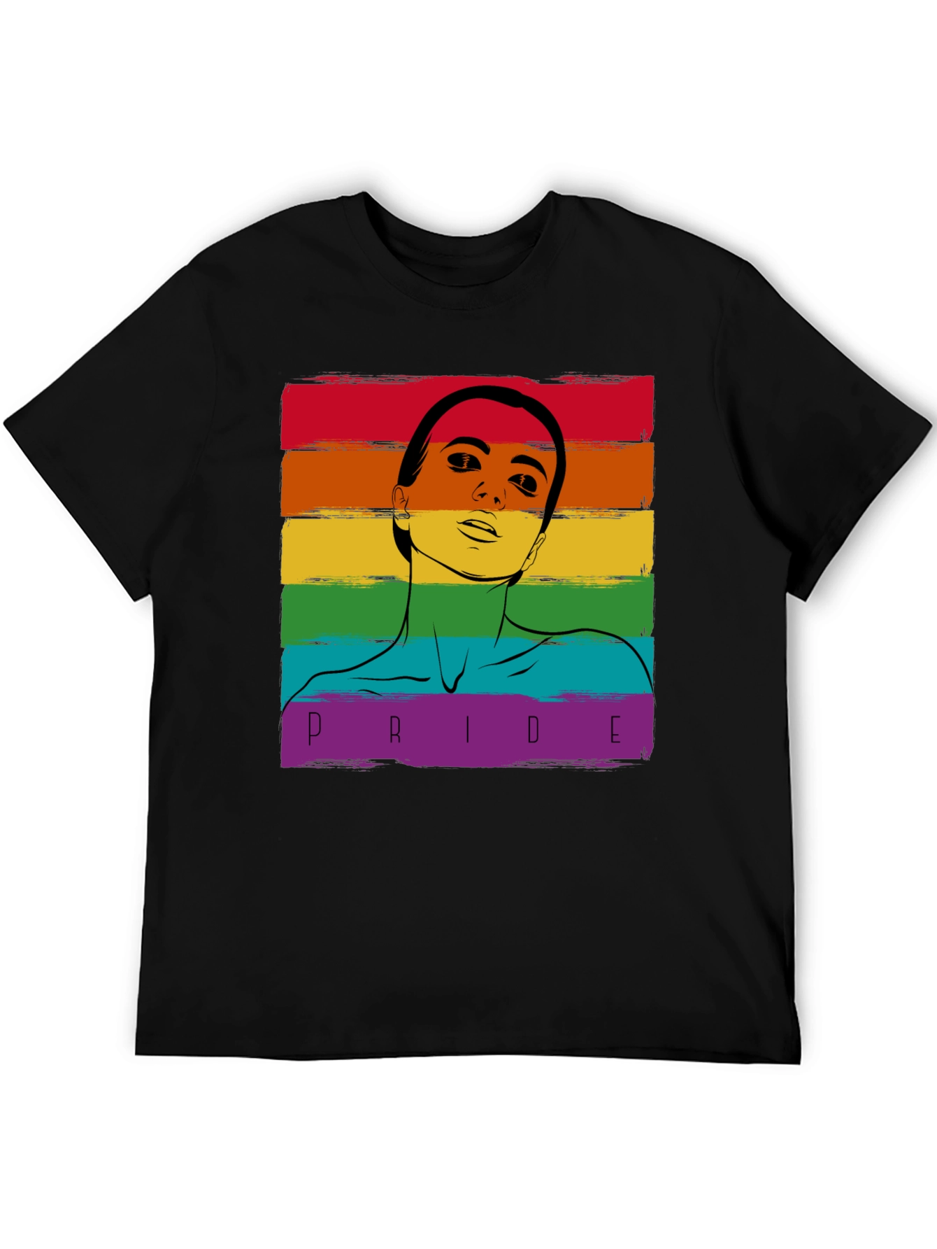 Pride Rainbow Graphic Tee - Black Cotton Blend