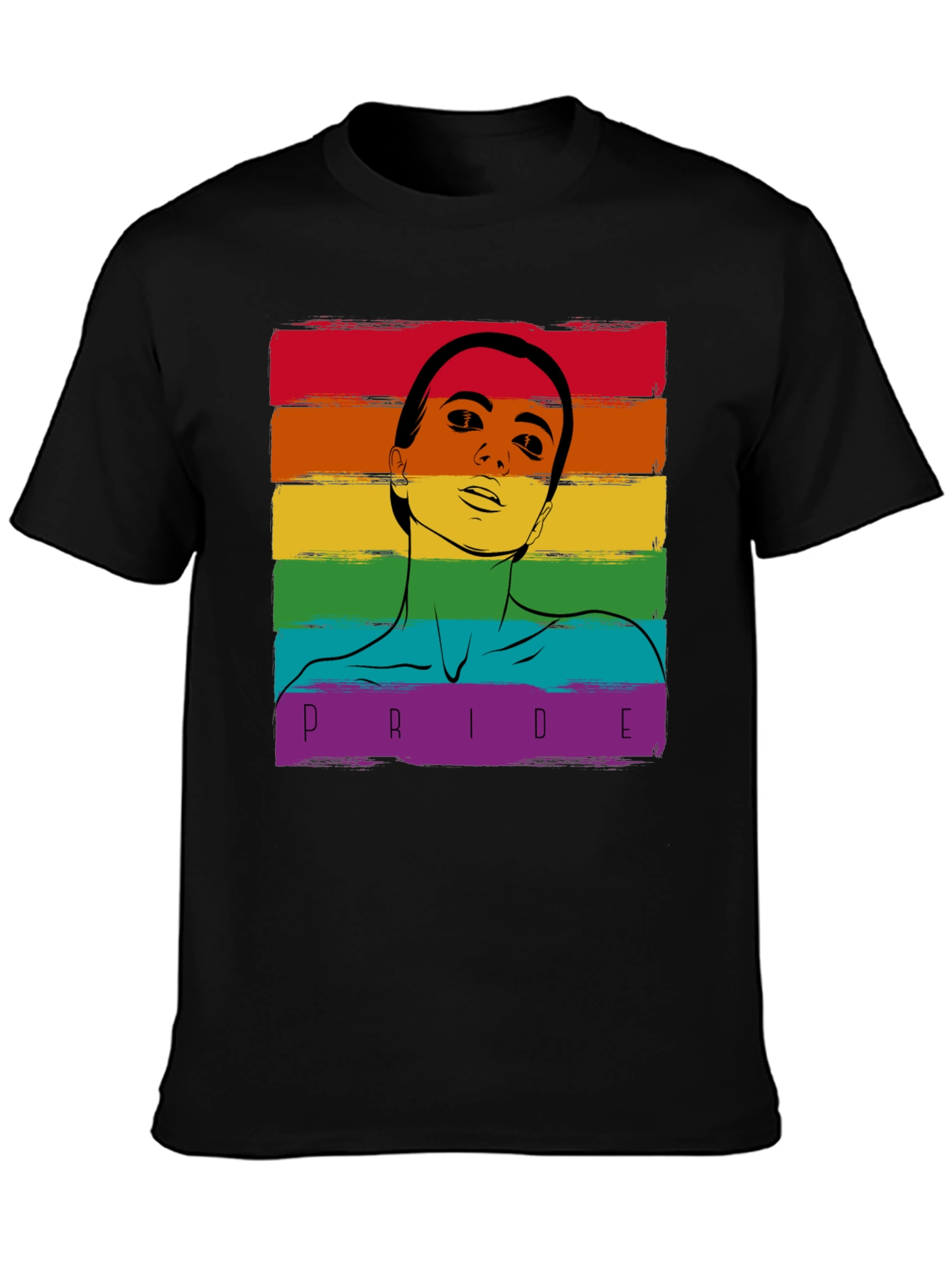Pride Rainbow Graphic Tee - Black Cotton Blend