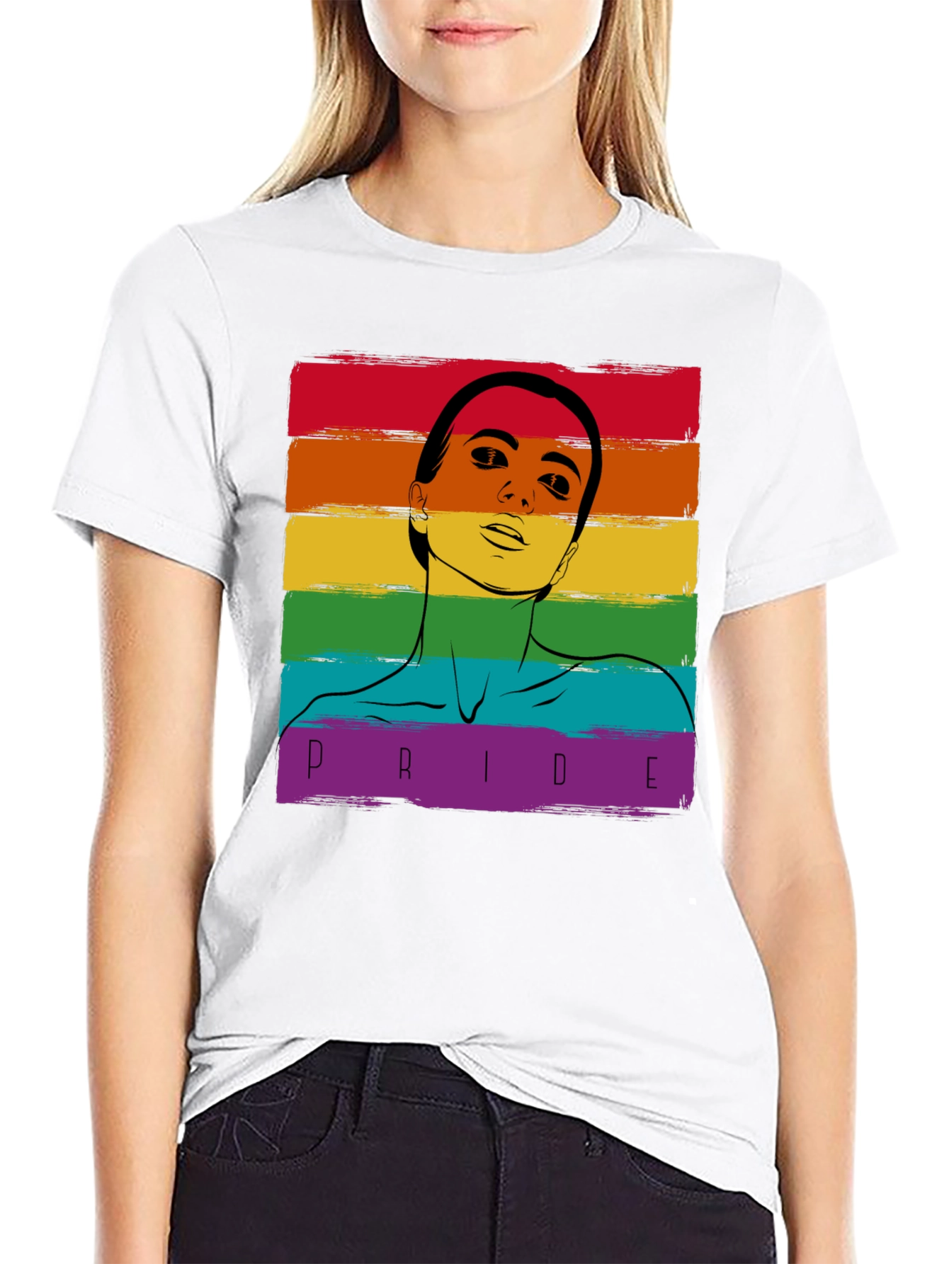 Pride Rainbow Graphic Tee - Black Cotton Blend