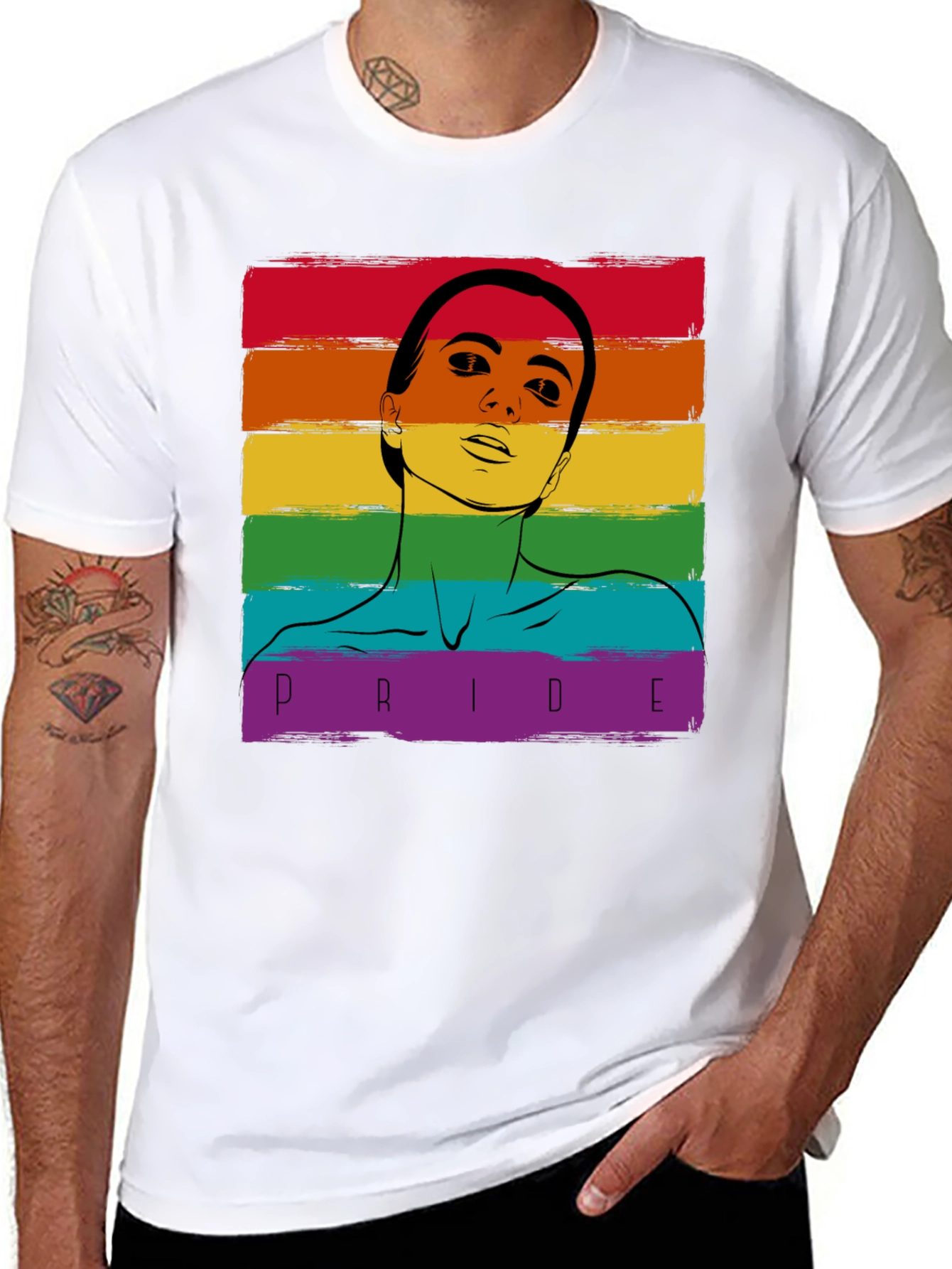 Pride Rainbow Graphic Tee - Black Cotton Blend