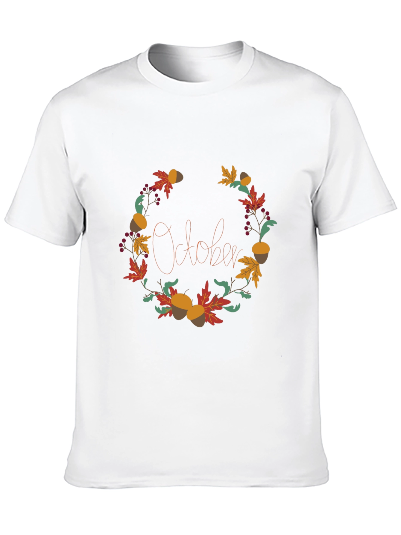 October Fall Wreath Graphic Tee - Autumn Vibes