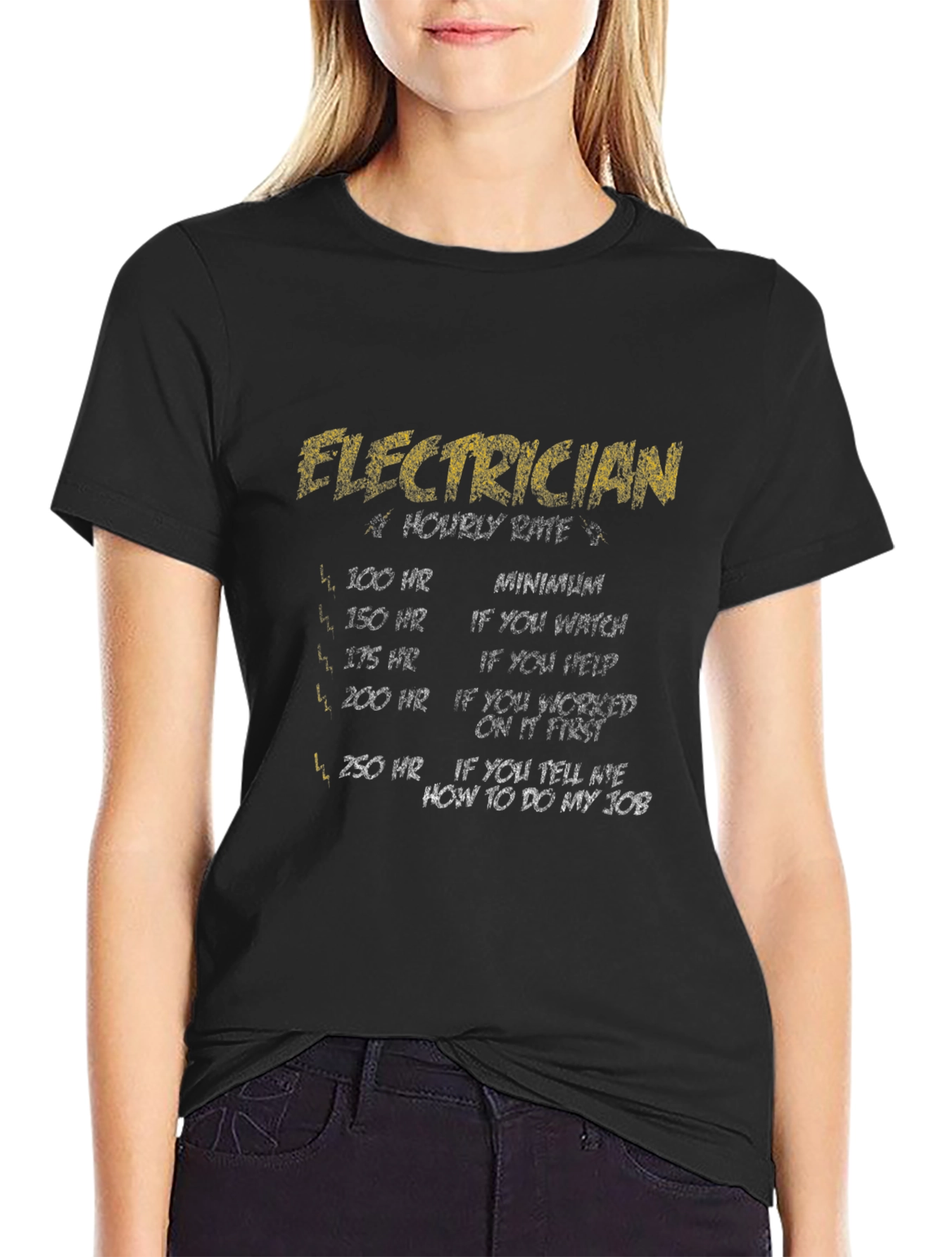 Electrician Hourly Rate Black T-Shirt