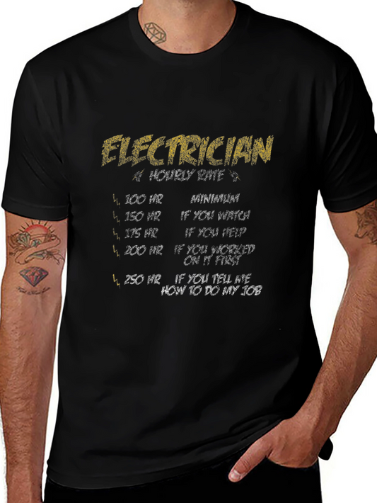 Electrician Hourly Rate Black T-Shirt