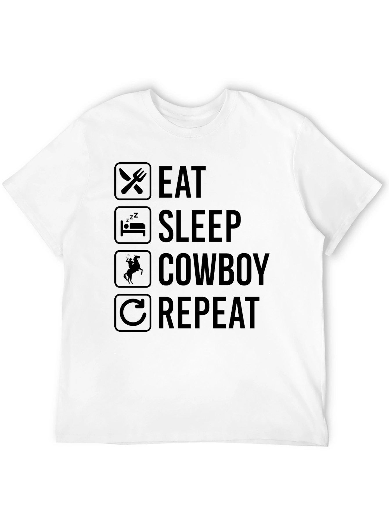 Eat Sleep Cowboy Repeat Black T-Shirt