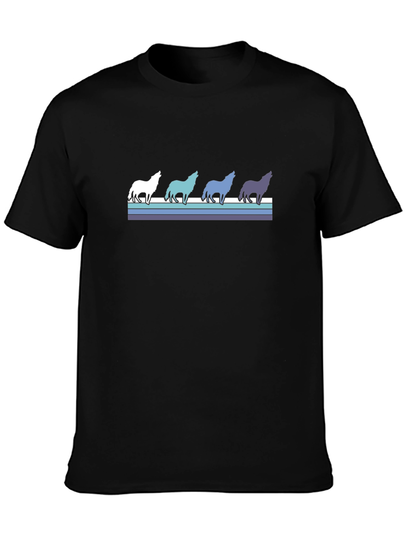 Retro Wolf Pack Graphic Tee - Black