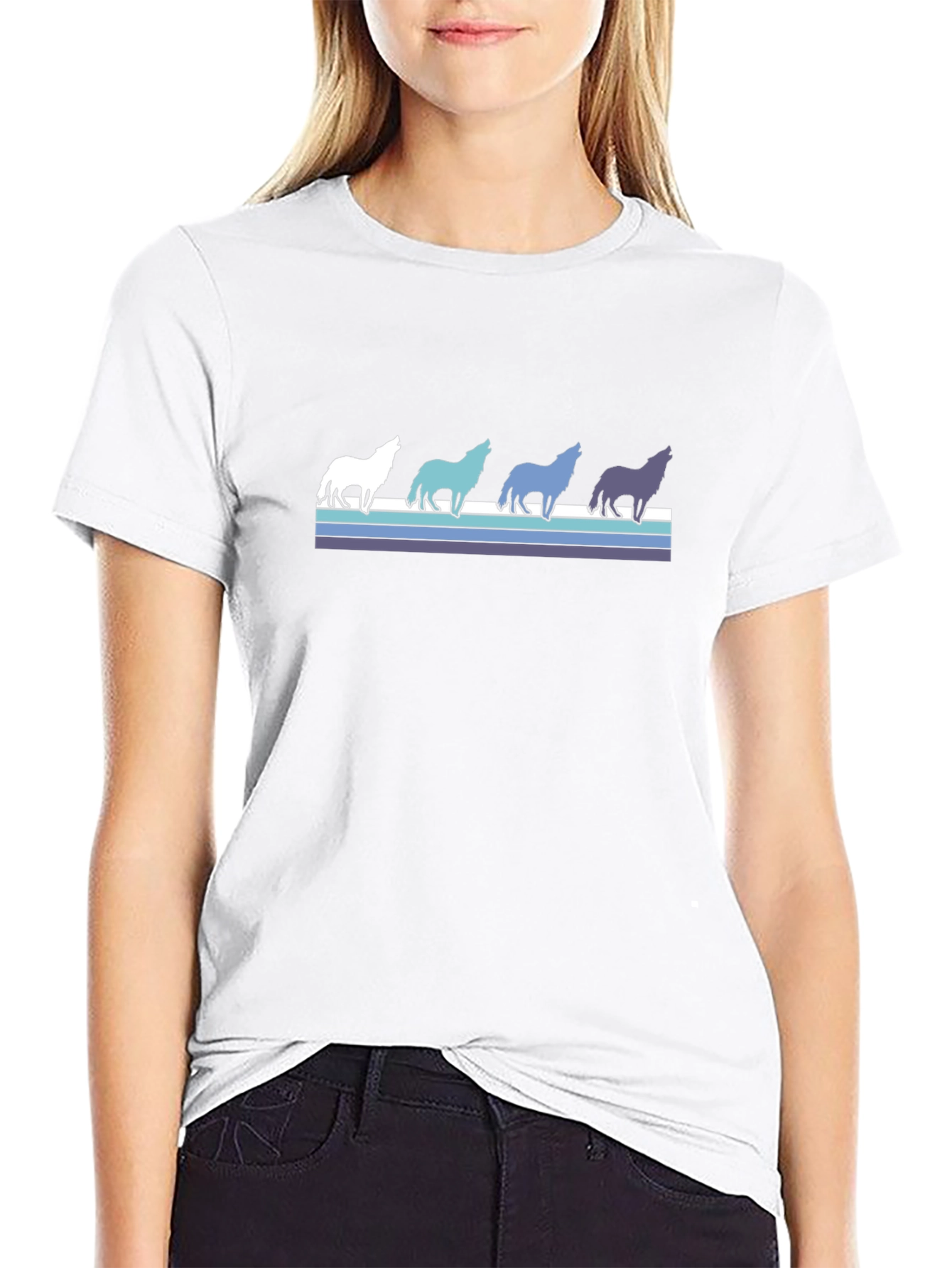 Retro Wolf Pack Graphic Tee - Black