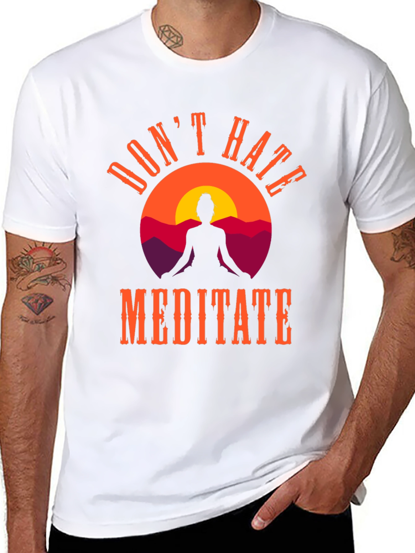 Dont Hate Meditate Graphic Tee - Black