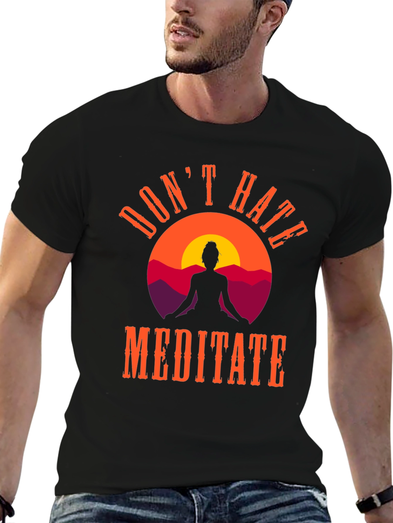 Dont Hate Meditate Graphic Tee - Black