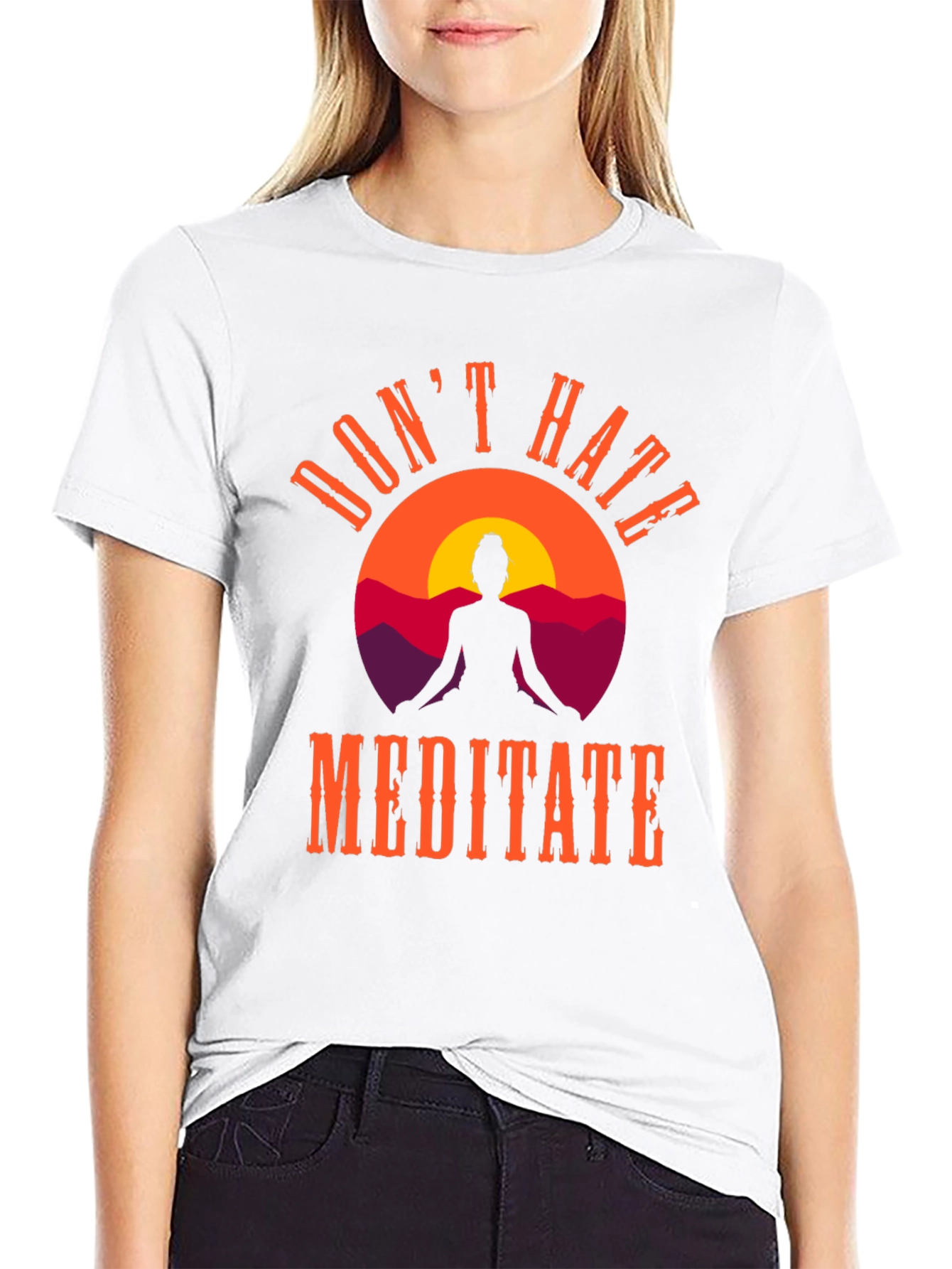 Dont Hate Meditate Graphic Tee - Black