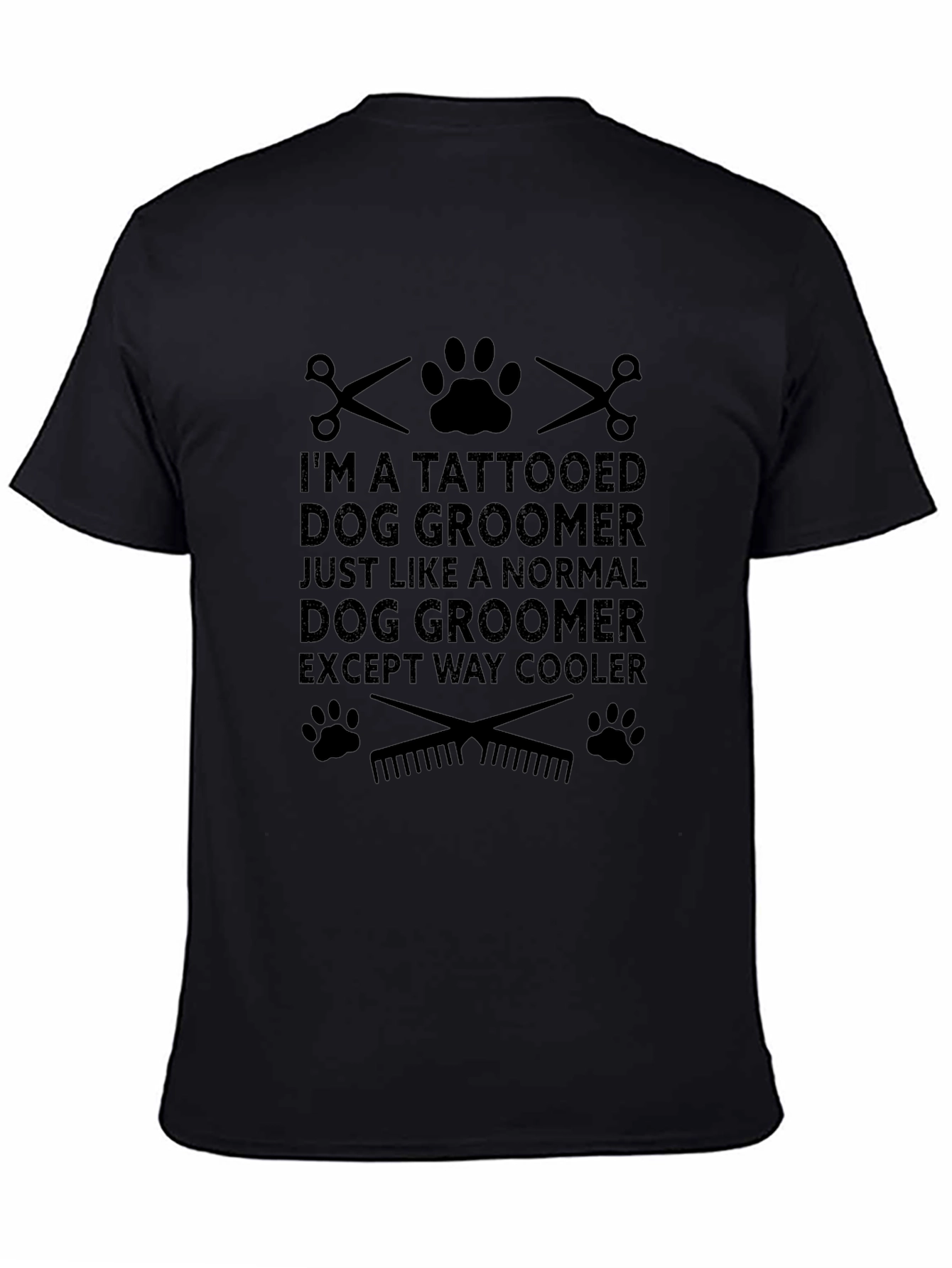 Tattooed Dog Groomer Black Graphic T-Shirt