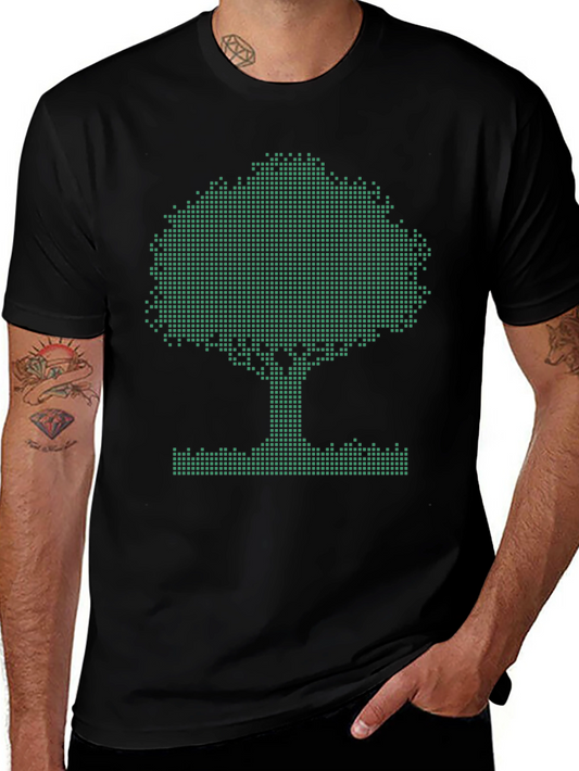 Pixel Tree Graphic Tee - Eco-Friendly Style