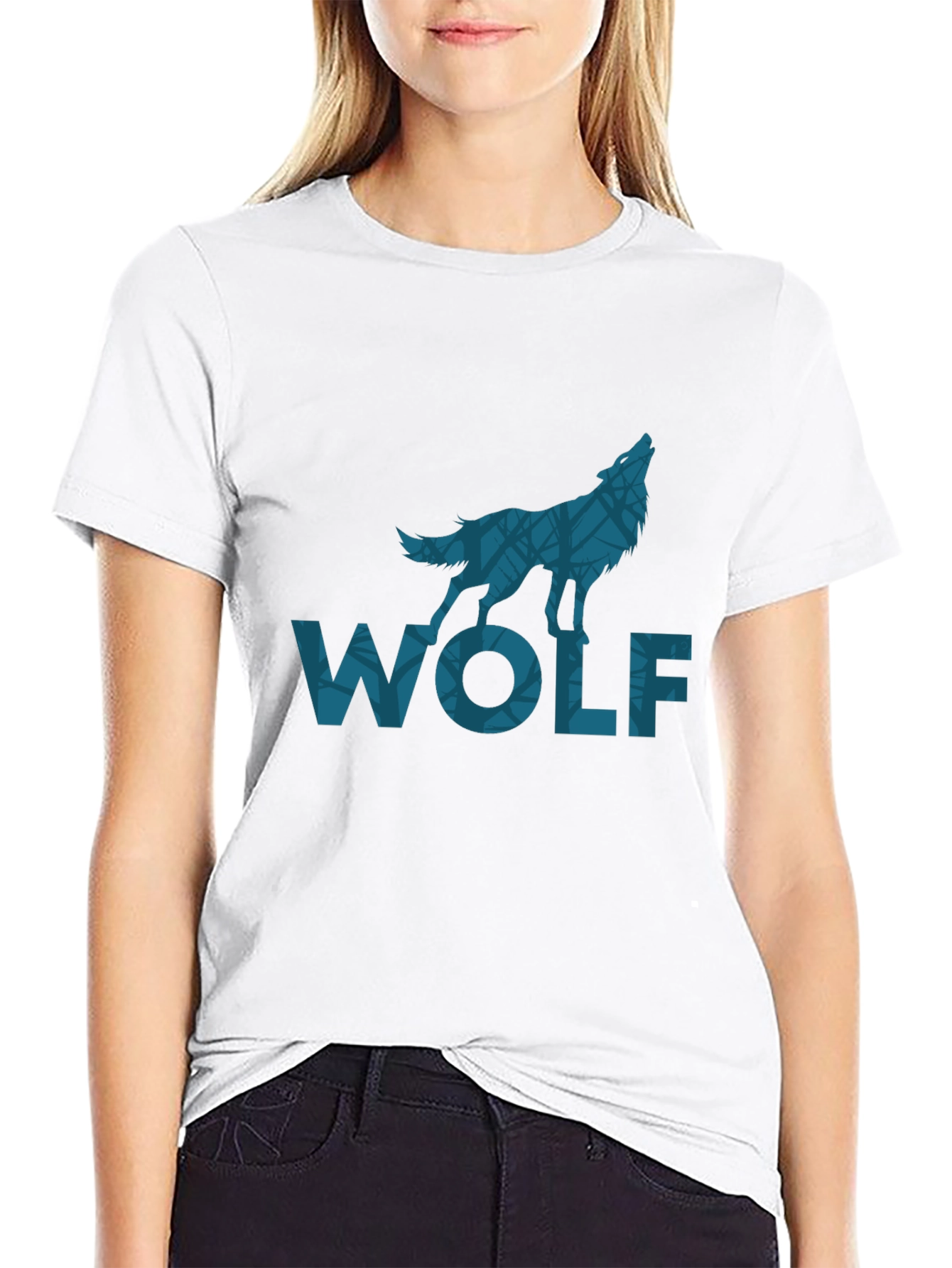 Wolf Graphic Print Black T-Shirt