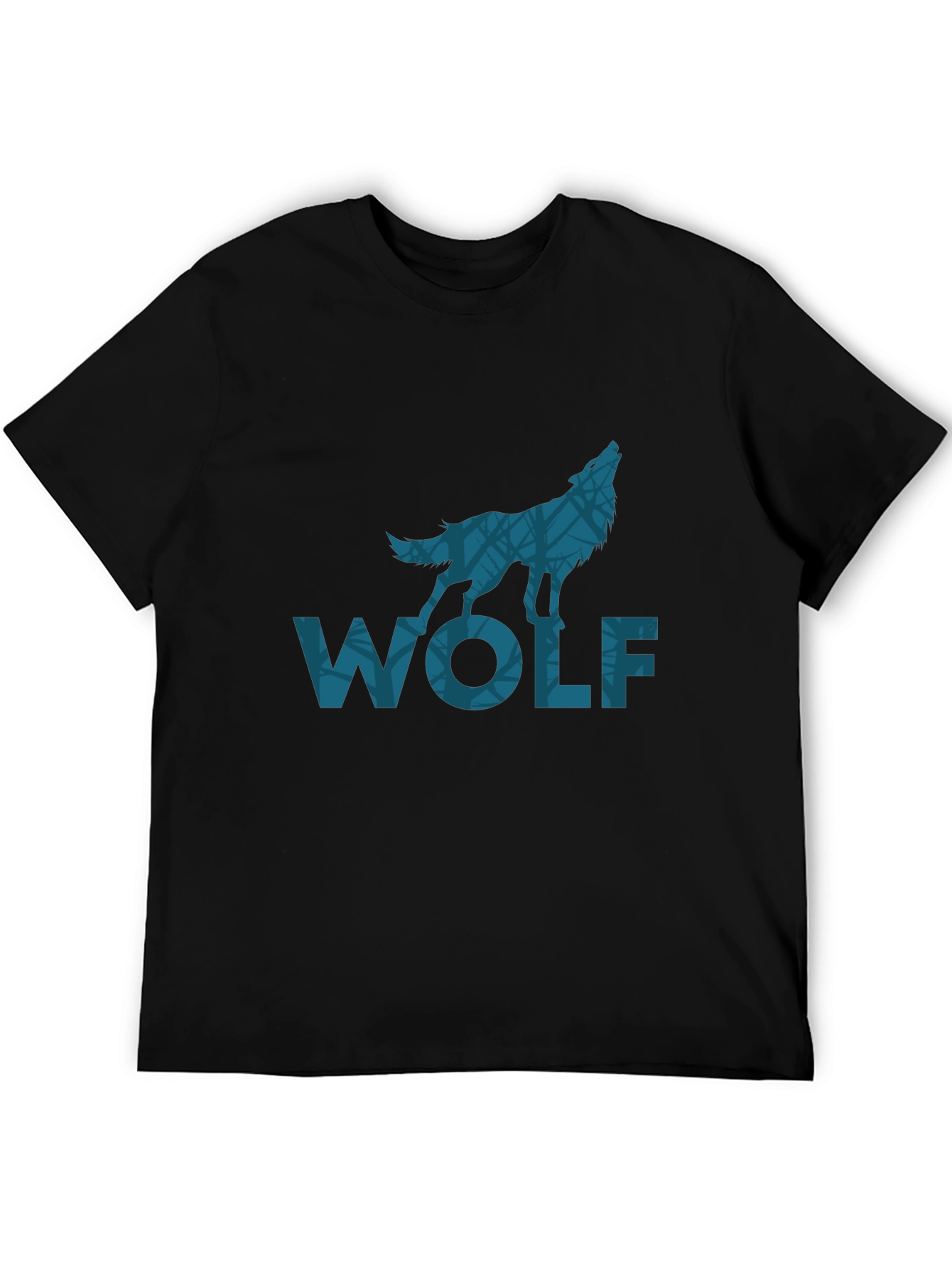 Wolf Graphic Print Black T-Shirt