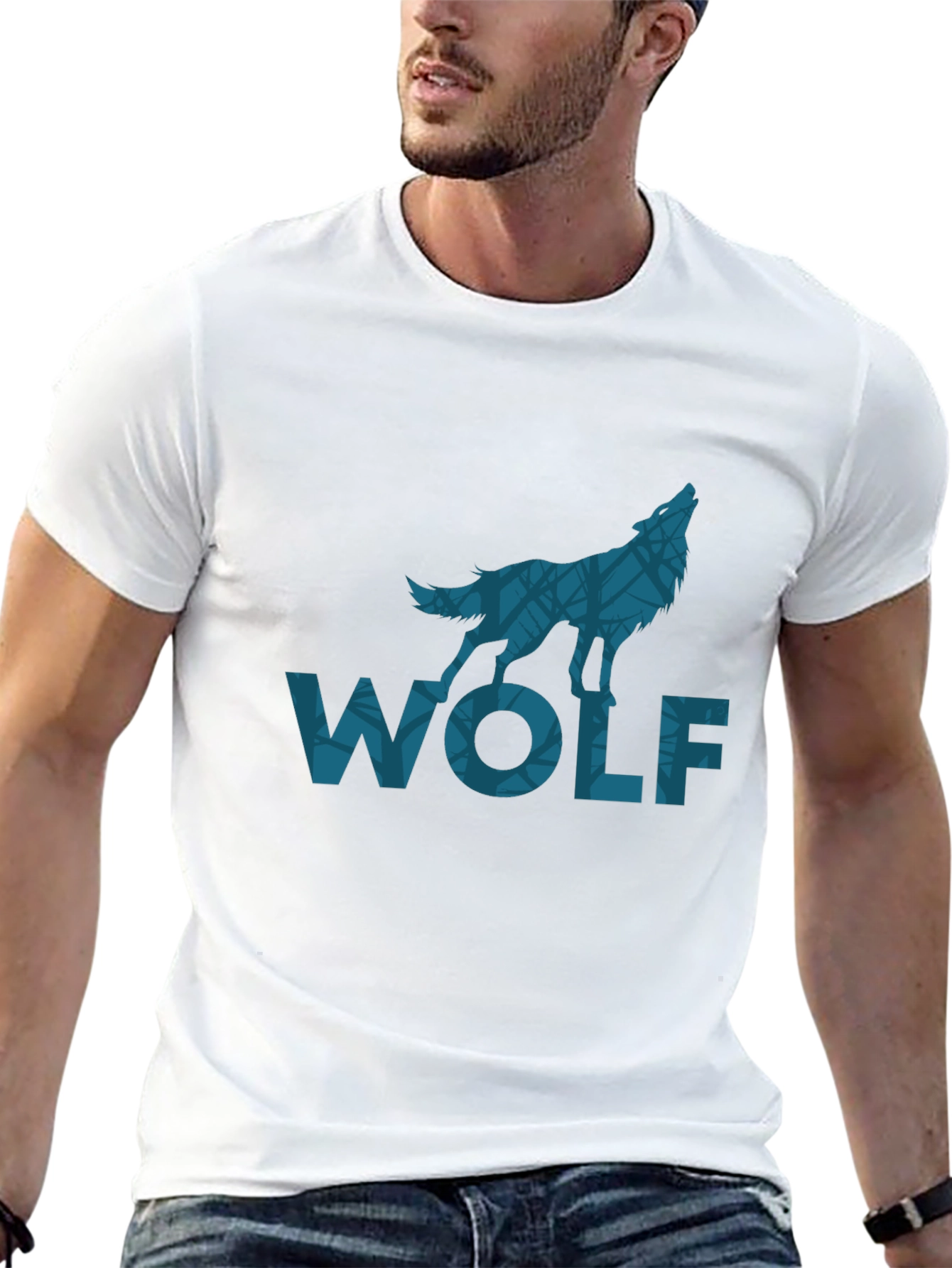 Wolf Graphic Print Black T-Shirt