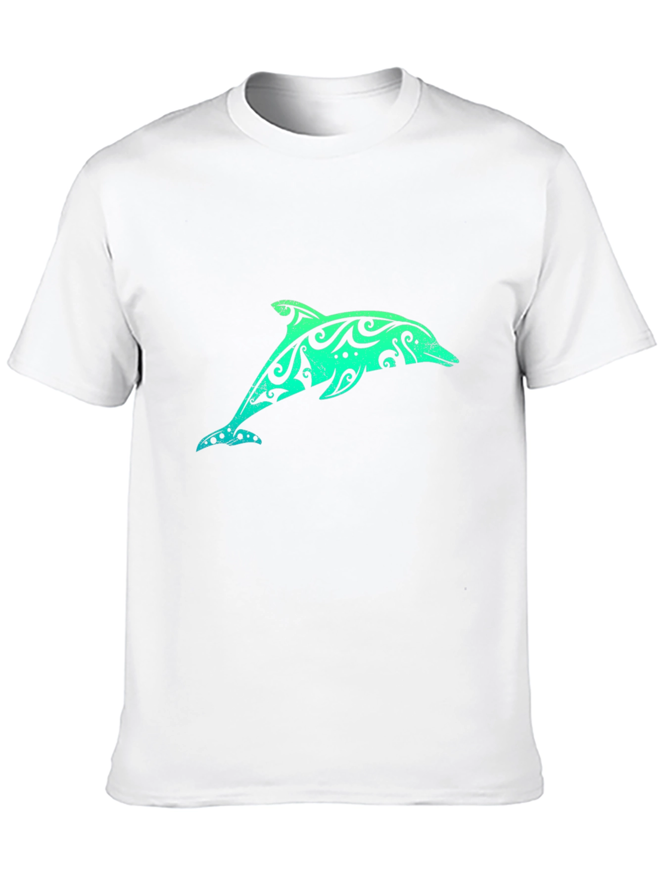 Tribal Dolphin Graphic Tee - Black Cotton T-Shirt