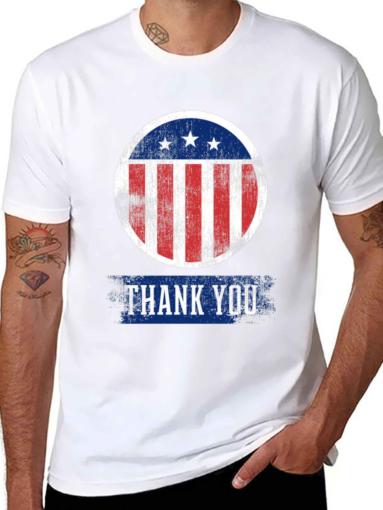 Patriotic Thank You T-Shirt - Distressed Design