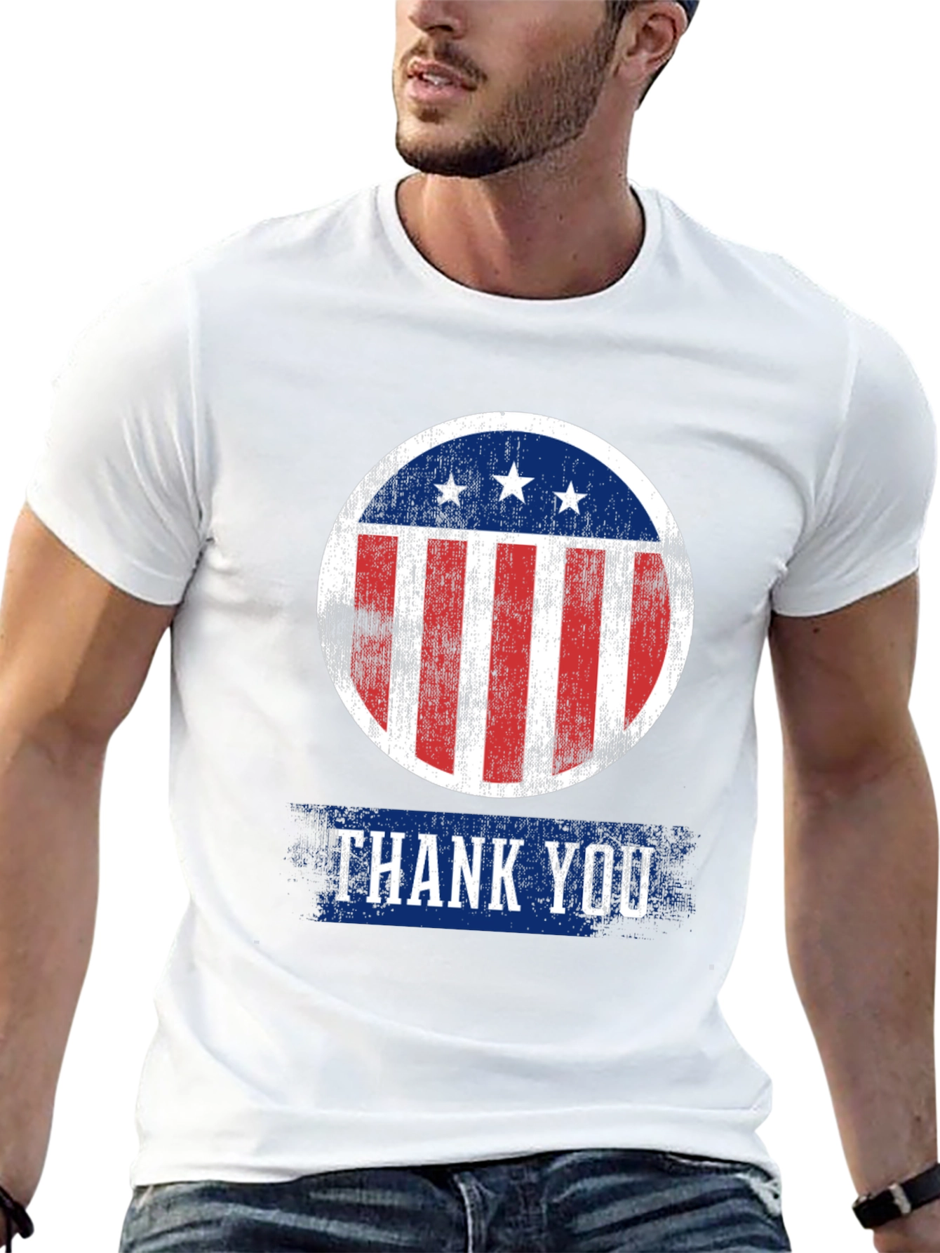Patriotic Thank You T-Shirt - Distressed Design