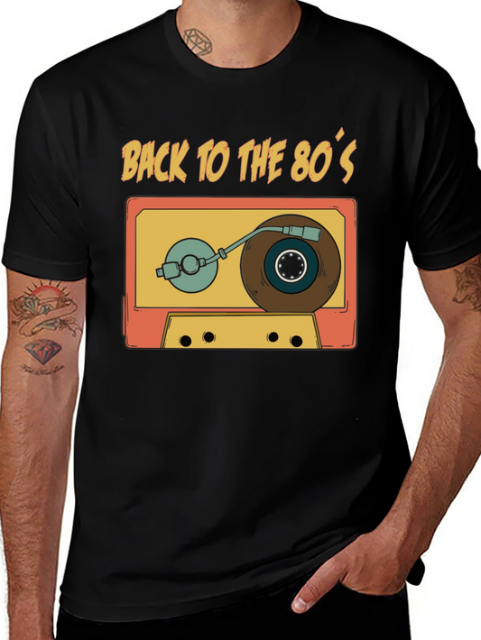 Retro 80s Cassette Tape Turntable Graphic T-Shirt