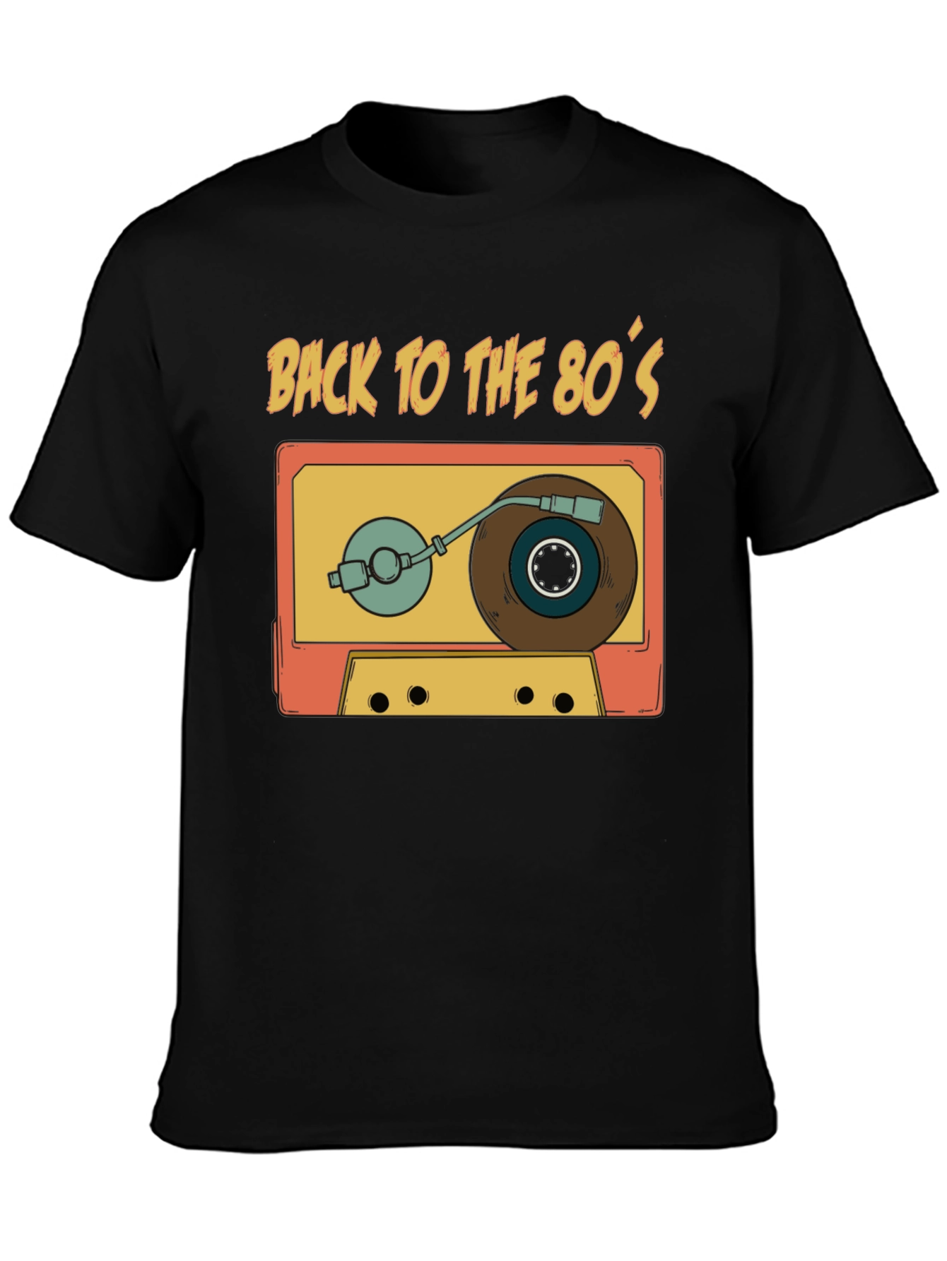 Retro 80s Cassette Tape Turntable Graphic T-Shirt