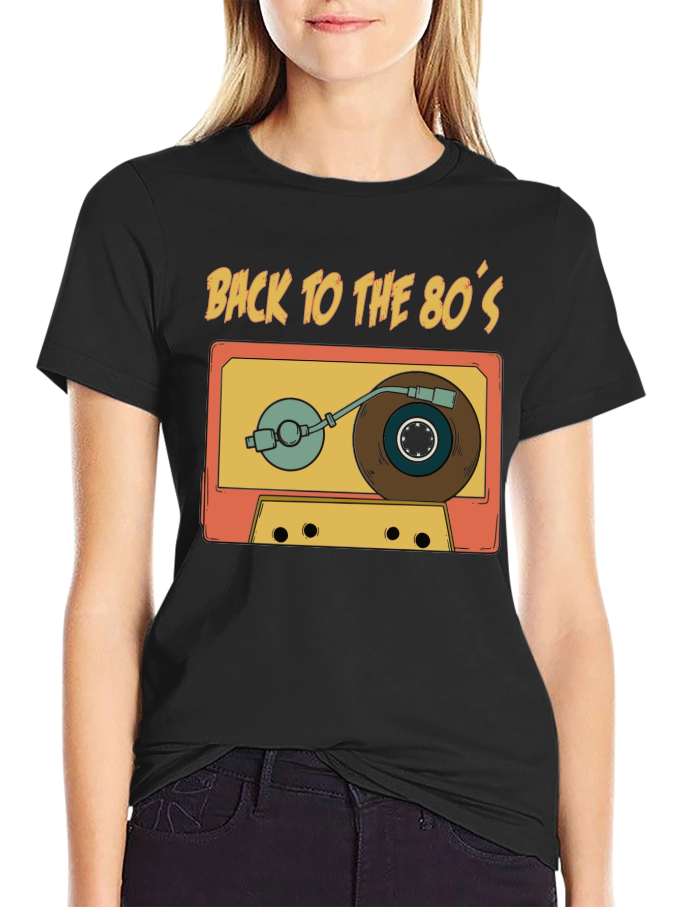 Retro 80s Cassette Tape Turntable Graphic T-Shirt