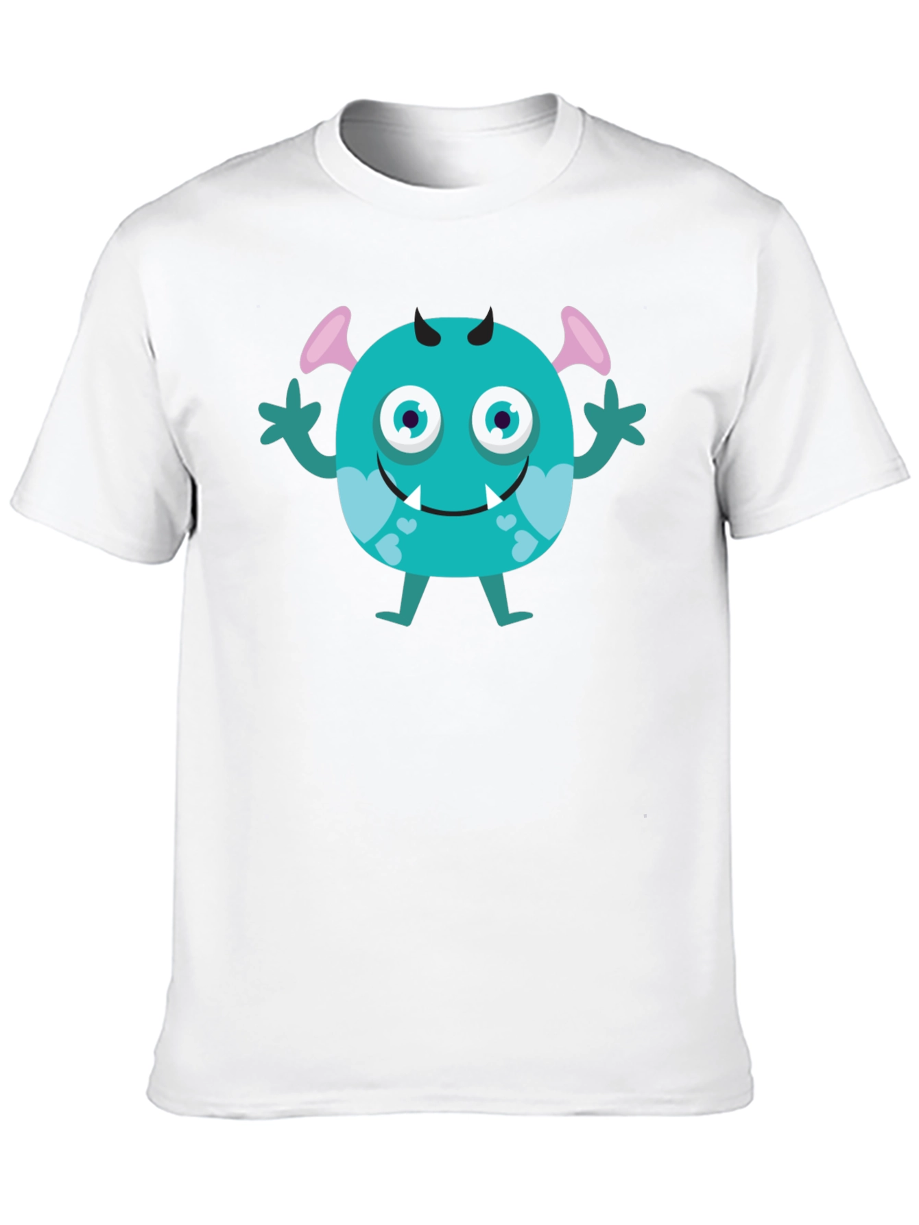 Cute Monster Graphic Tee - Black Cotton T-Shirt