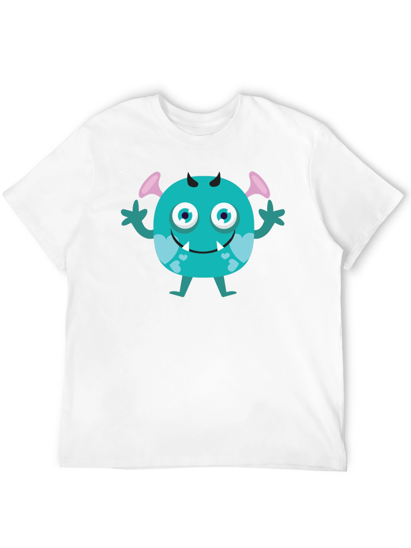 Cute Monster Graphic Tee - Black Cotton T-Shirt