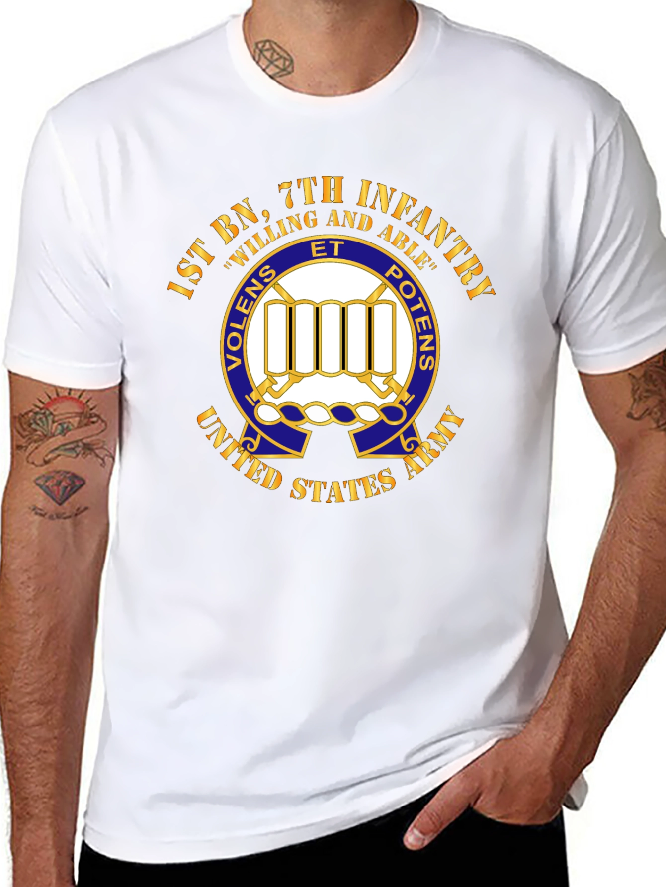 1st BN 7th Infantry Willing and Able T-Shirt