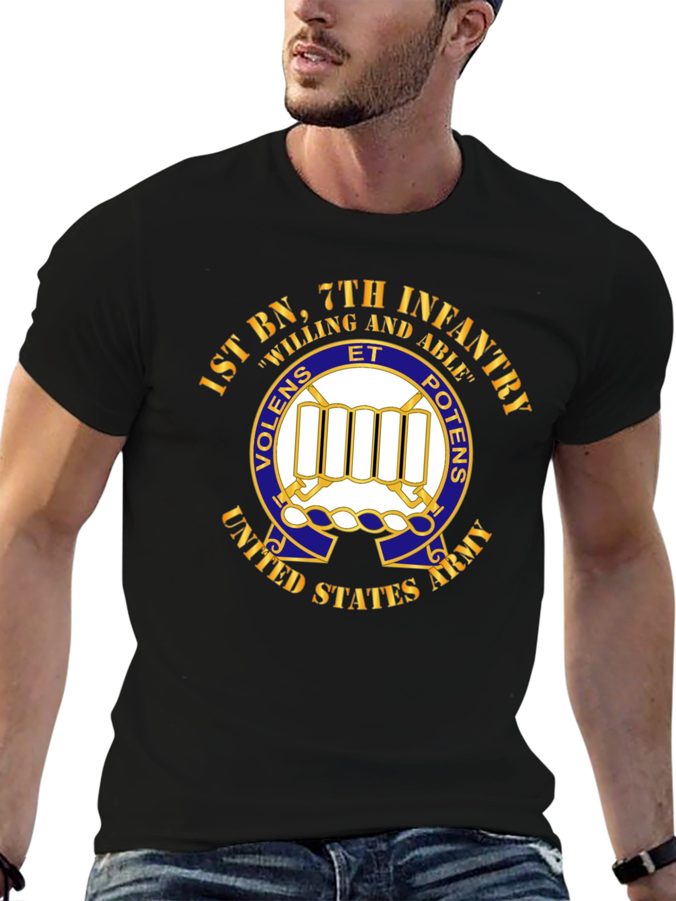 1st BN 7th Infantry Willing and Able T-Shirt