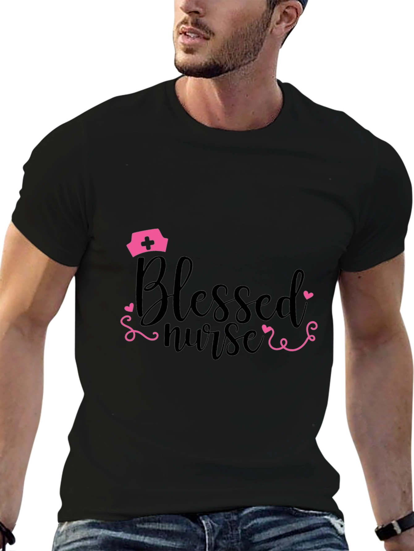Blessed Nurse Graphic T-Shirt - Black