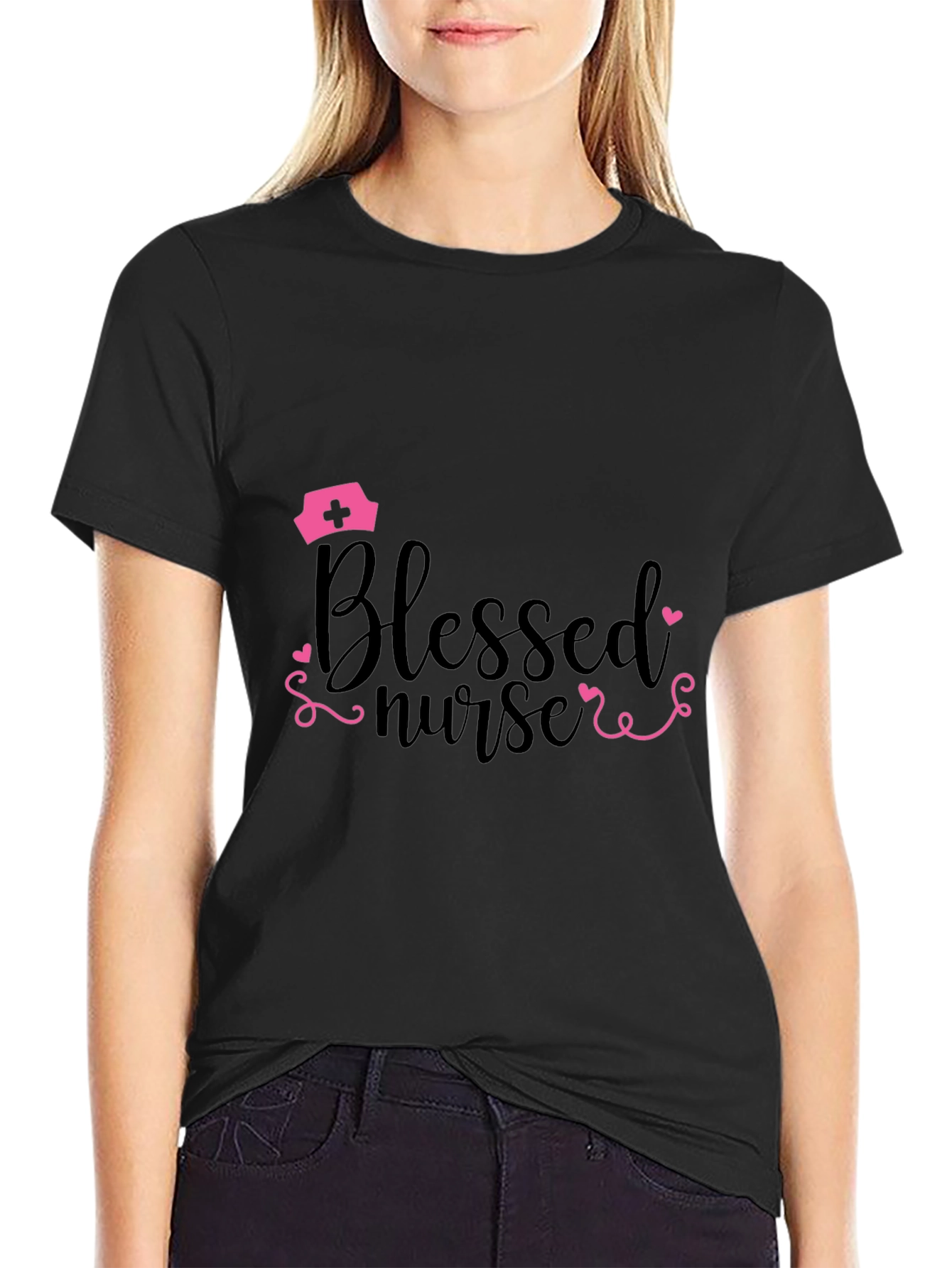 Blessed Nurse Graphic T-Shirt - Black