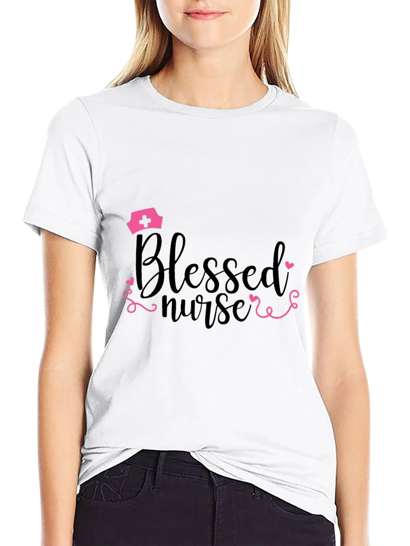Blessed Nurse Graphic T-Shirt - Black