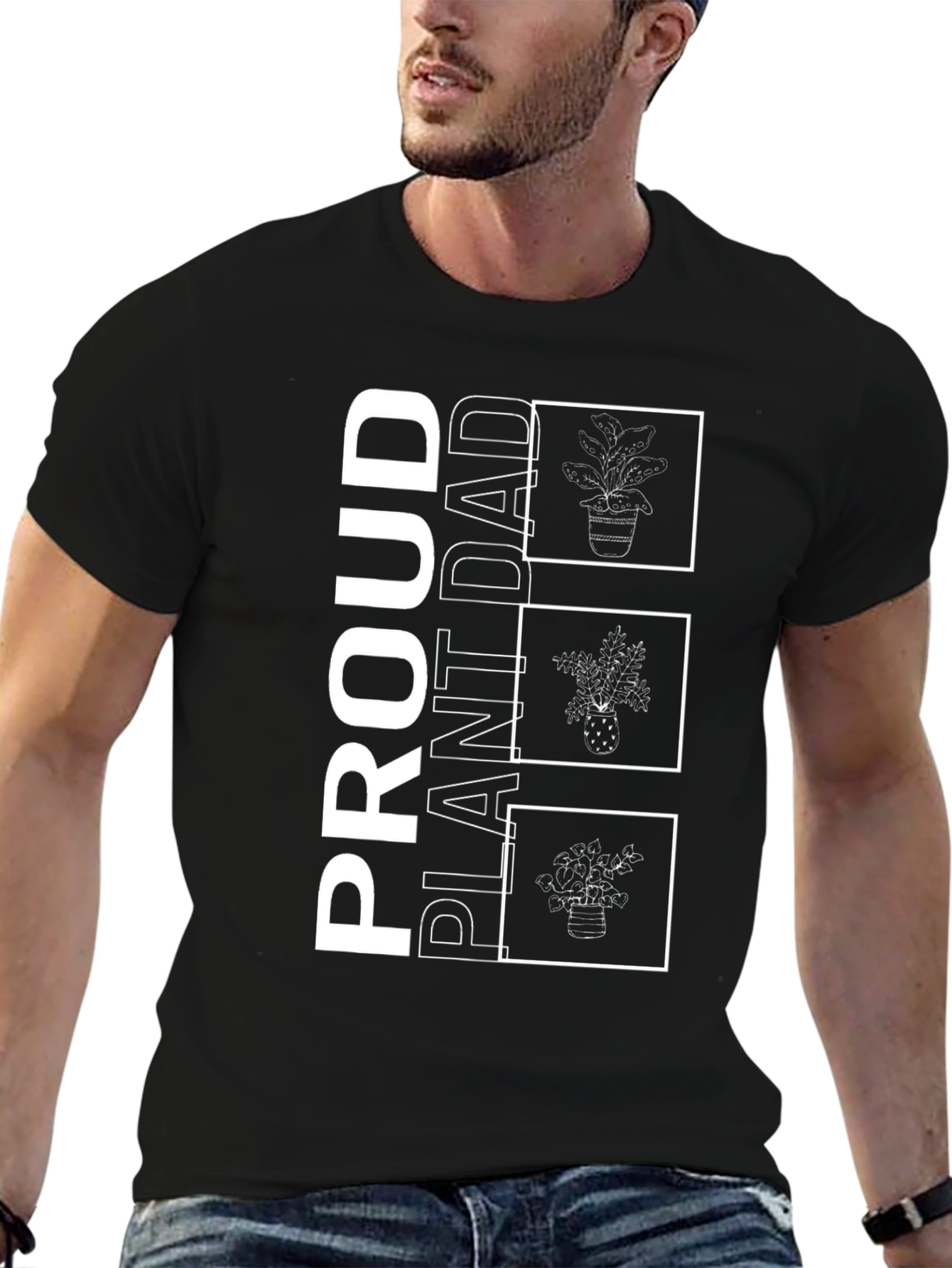 Proud Plant Dad Black Graphic T-Shirt