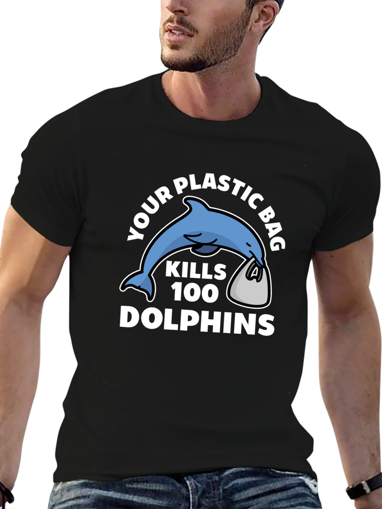 Dolphin Plastic Bag T-Shirt - Environmental Awareness Tee