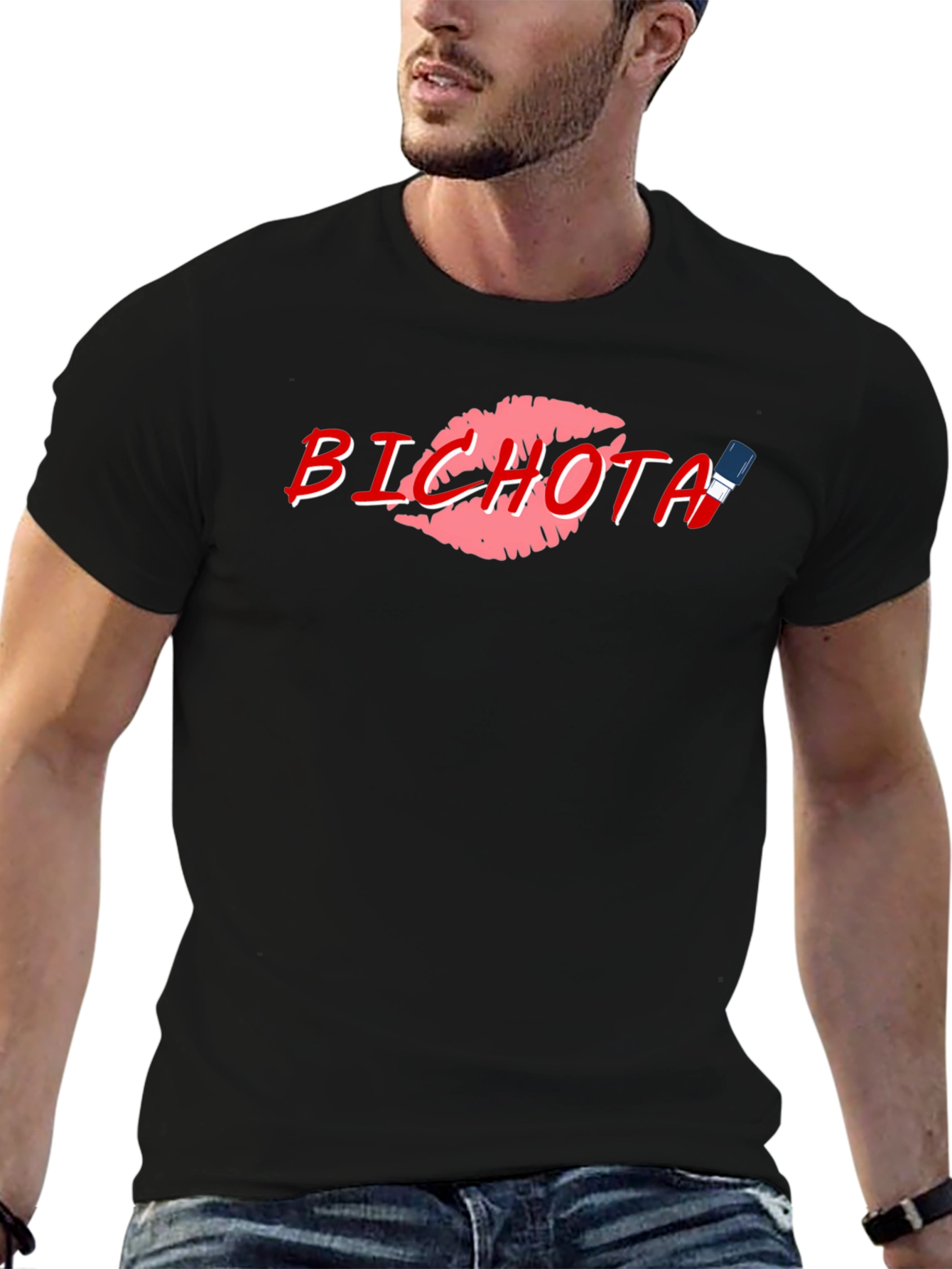 Bichota Lips Graphic Black T-Shirt