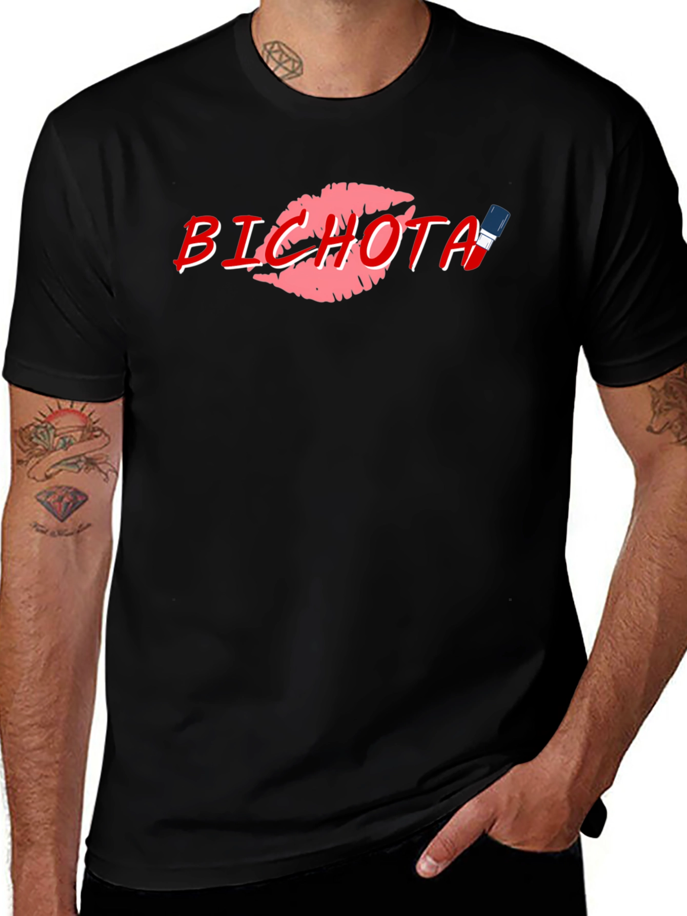 Bichota Lips Graphic Black T-Shirt
