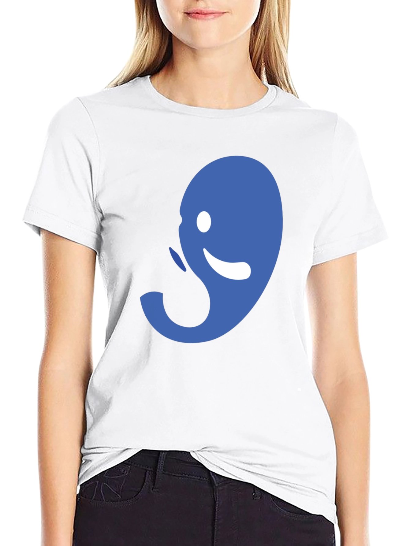 Abstract Blue Graphic Print Mens Black Tee