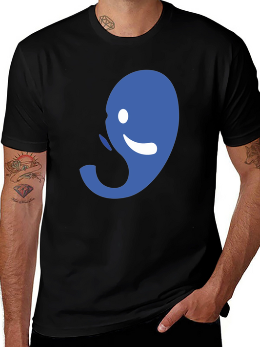 Abstract Blue Graphic Print Mens Black Tee
