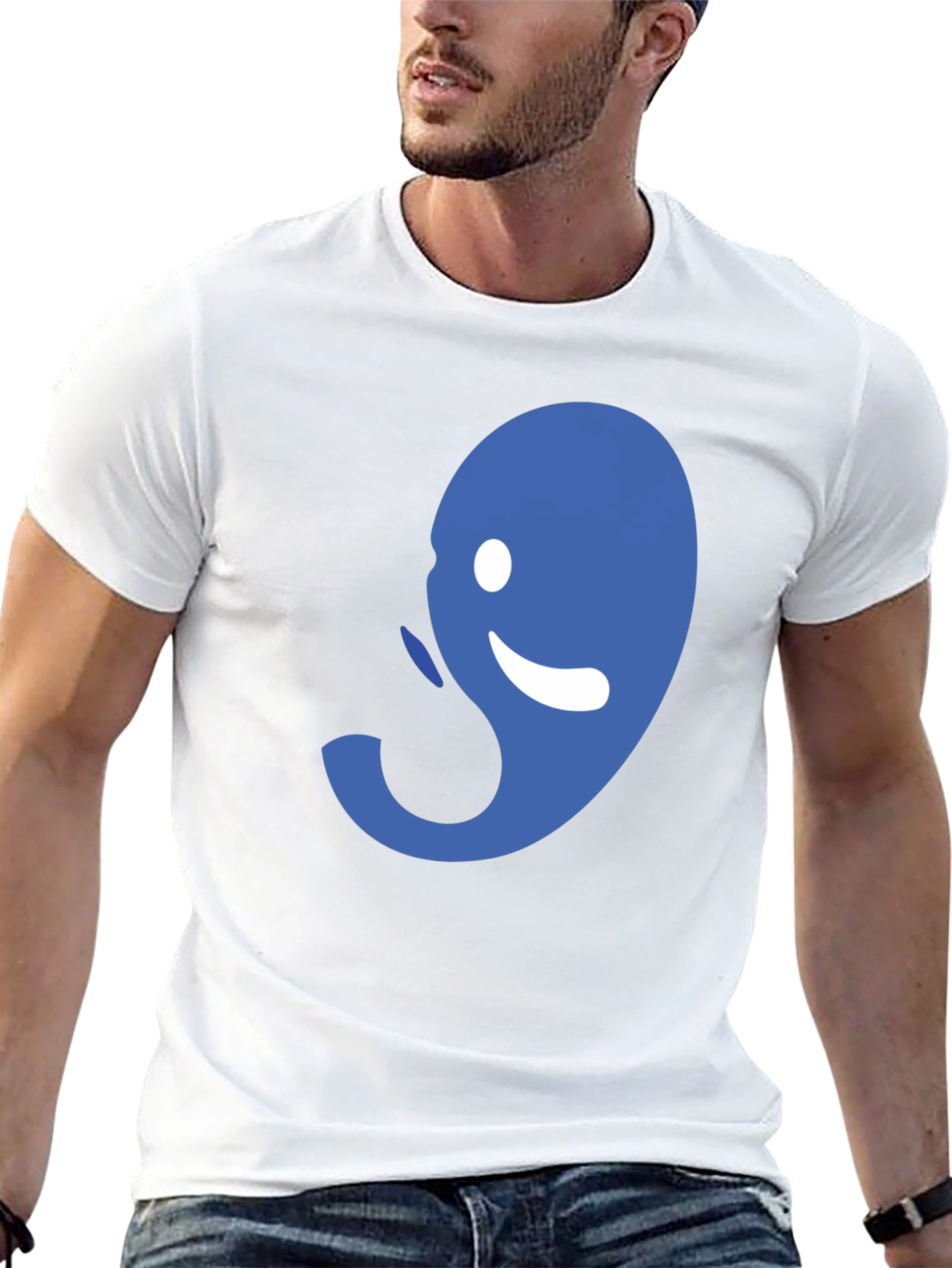 Abstract Blue Graphic Print Mens Black Tee