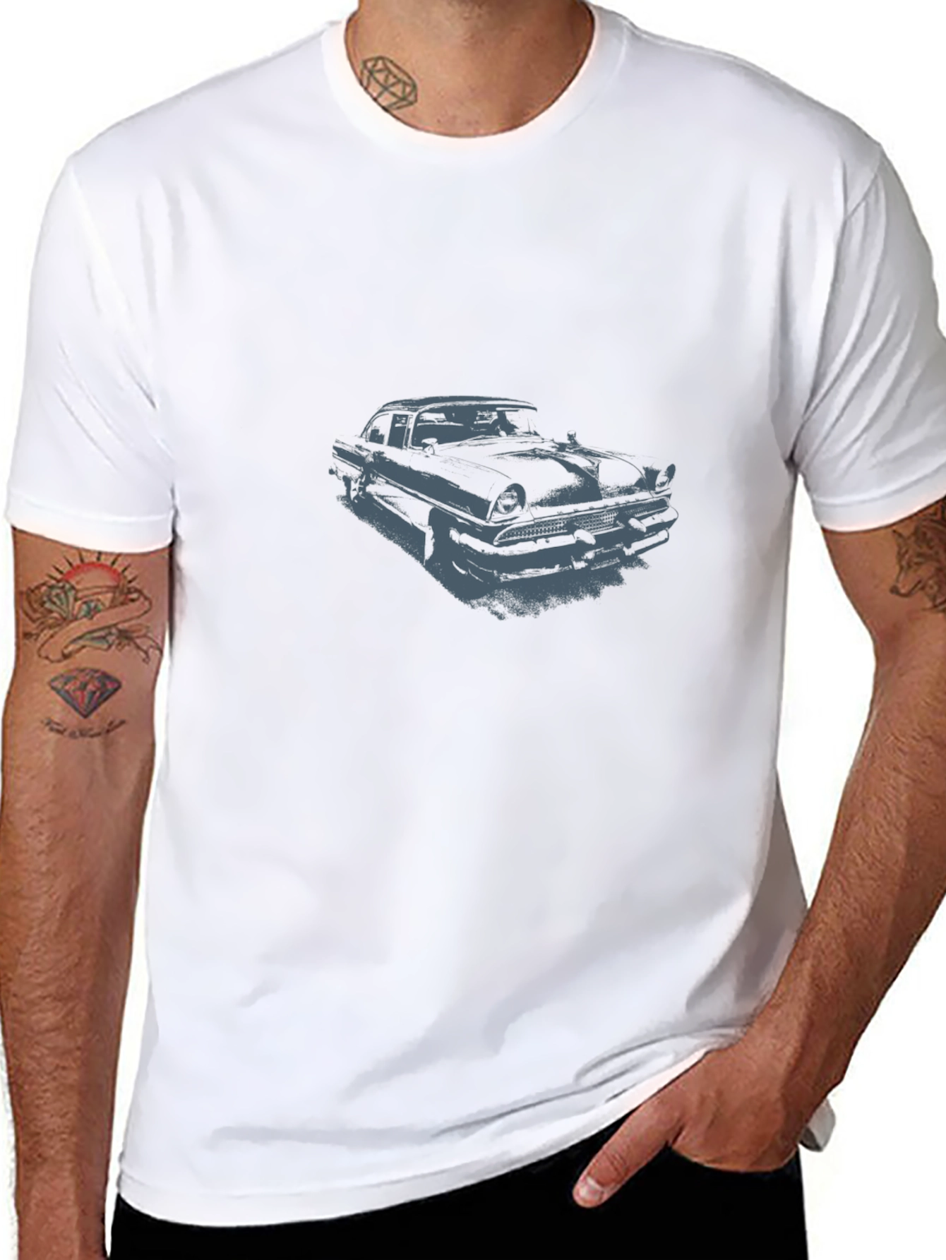 Mens Black Graphic Tee - Unique Design