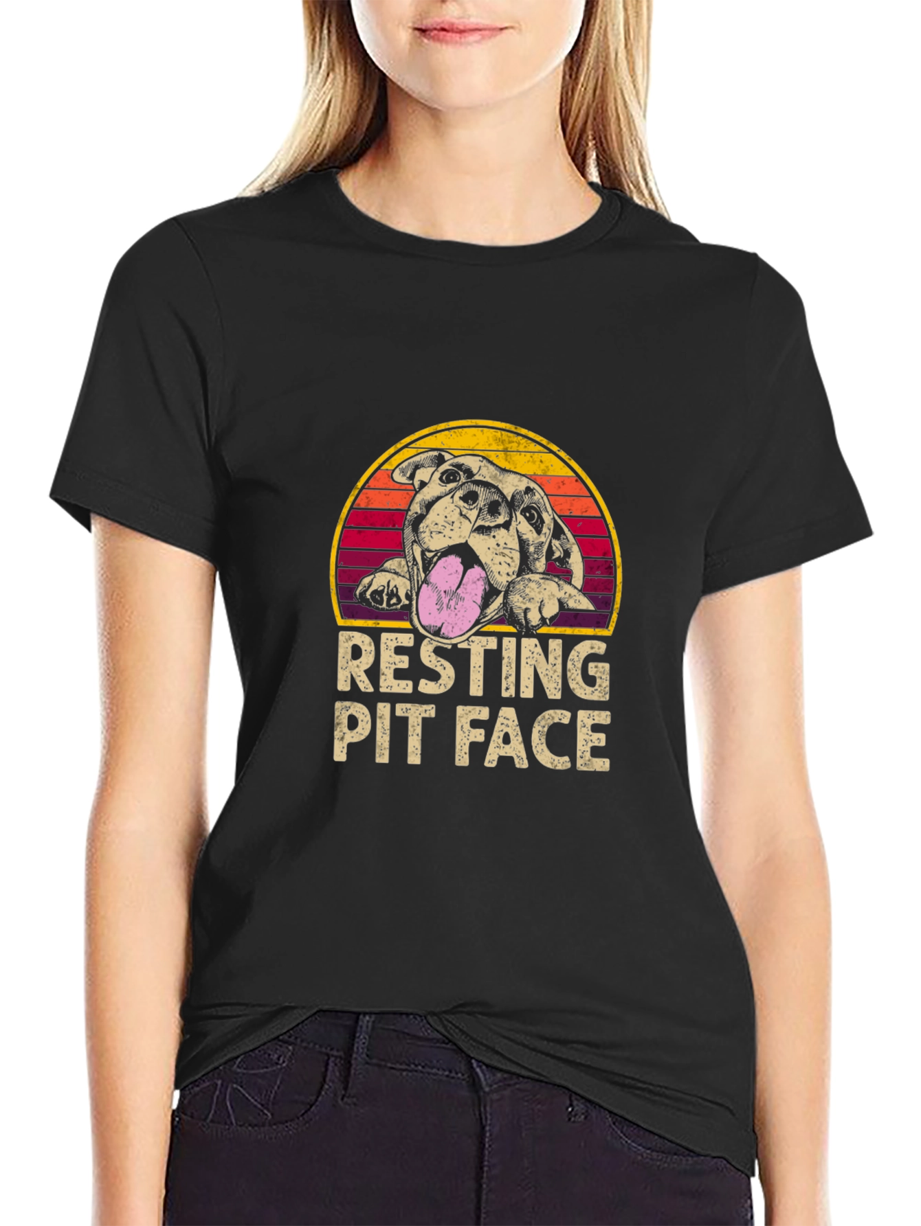 Resting Pit Face T-Shirt - Dog Lover Tee