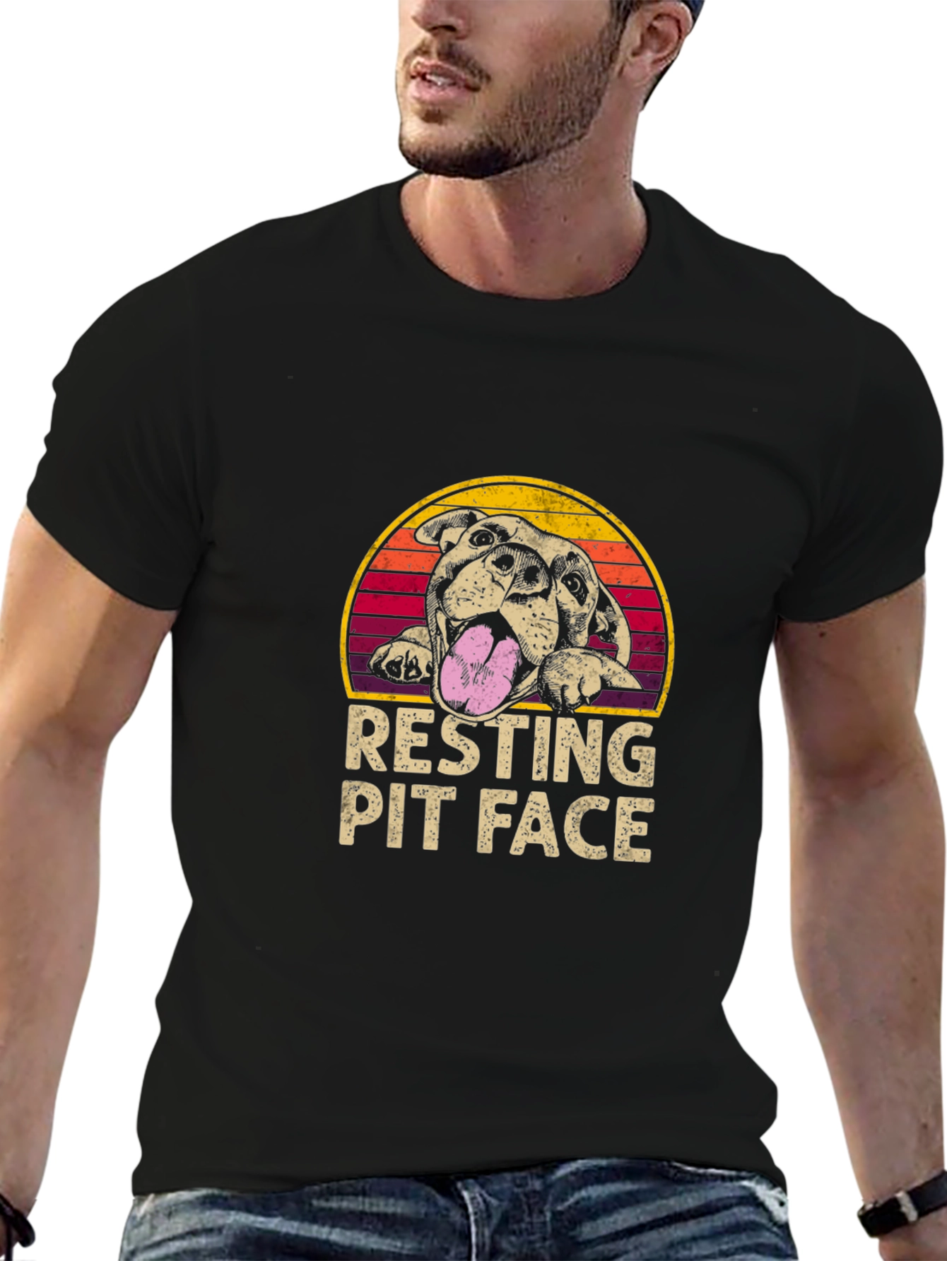 Resting Pit Face T-Shirt - Dog Lover Tee