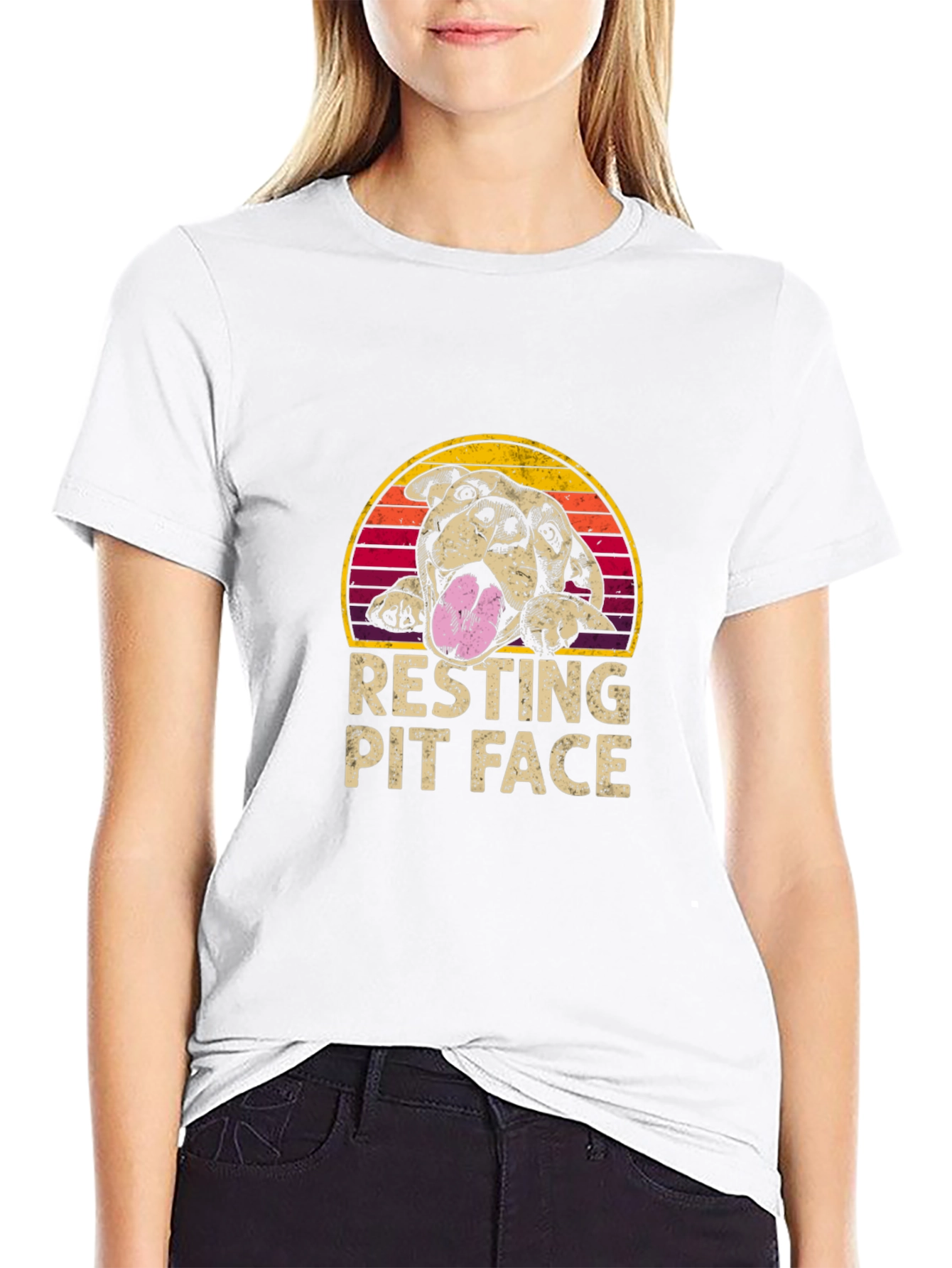 Resting Pit Face T-Shirt - Dog Lover Tee