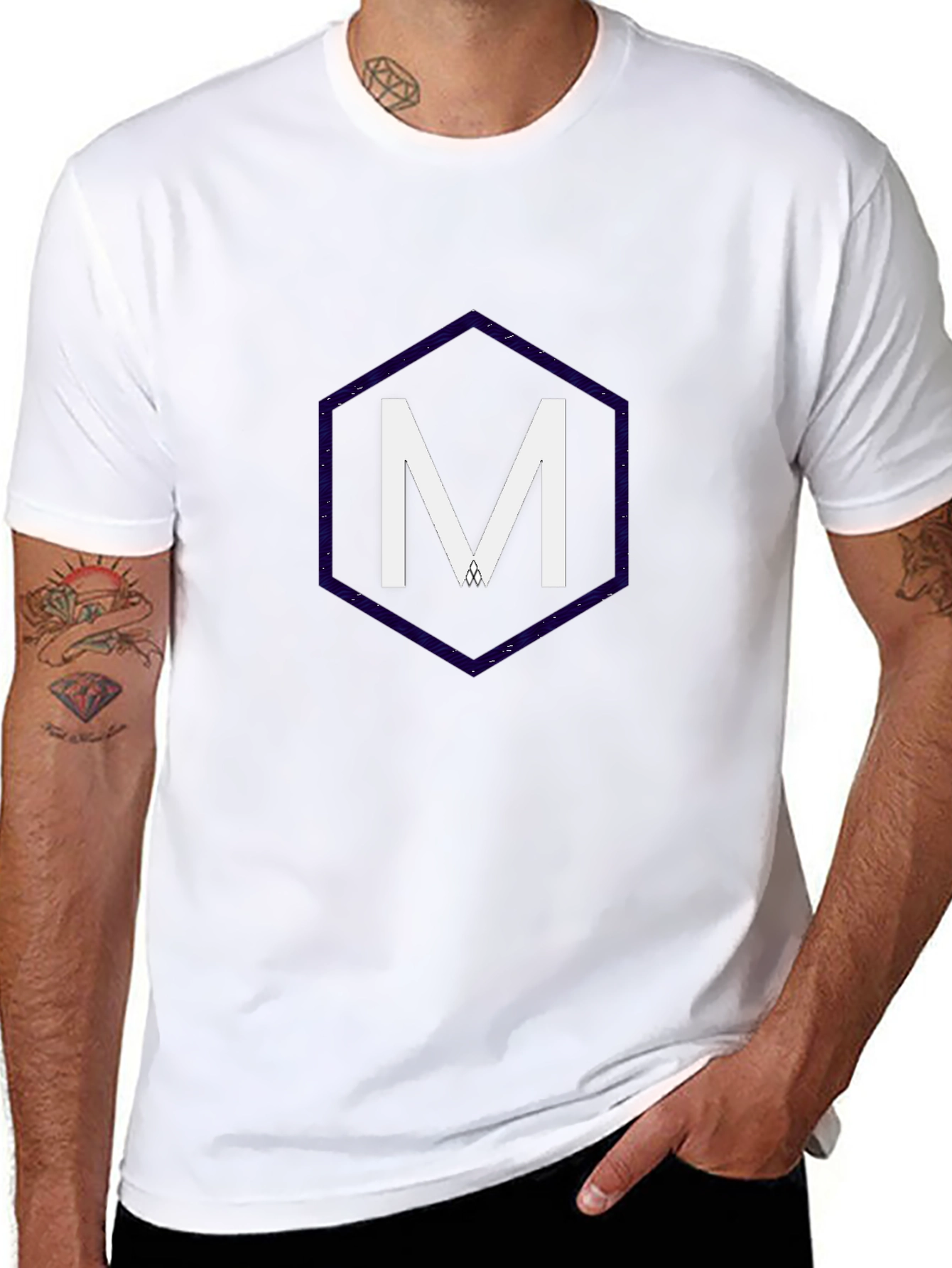 Modern Geometric M Graphic Tee - Stylish Black T-Shirt