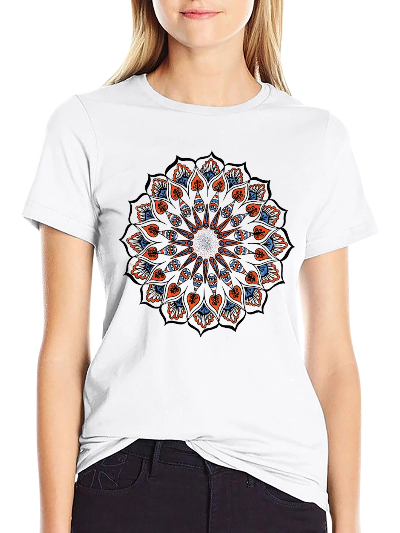 Mandala Graphic Tee - Black Cotton Blend
