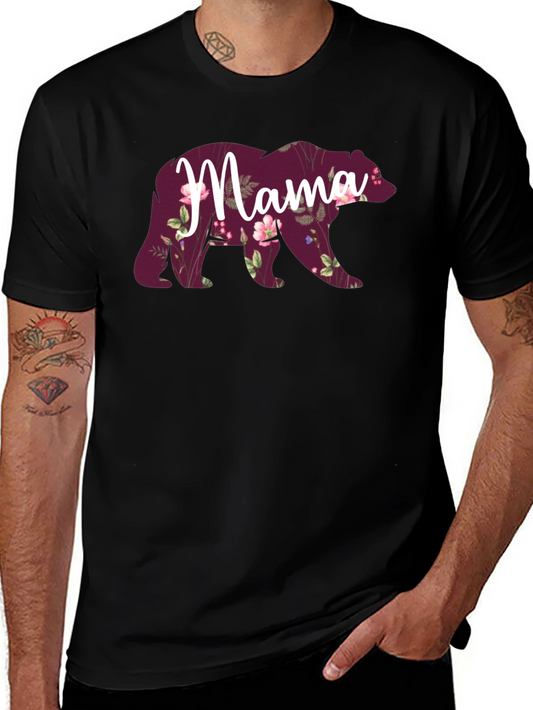 Mama Bear Floral Graphic Tee -  Comfortable Cotton Blend