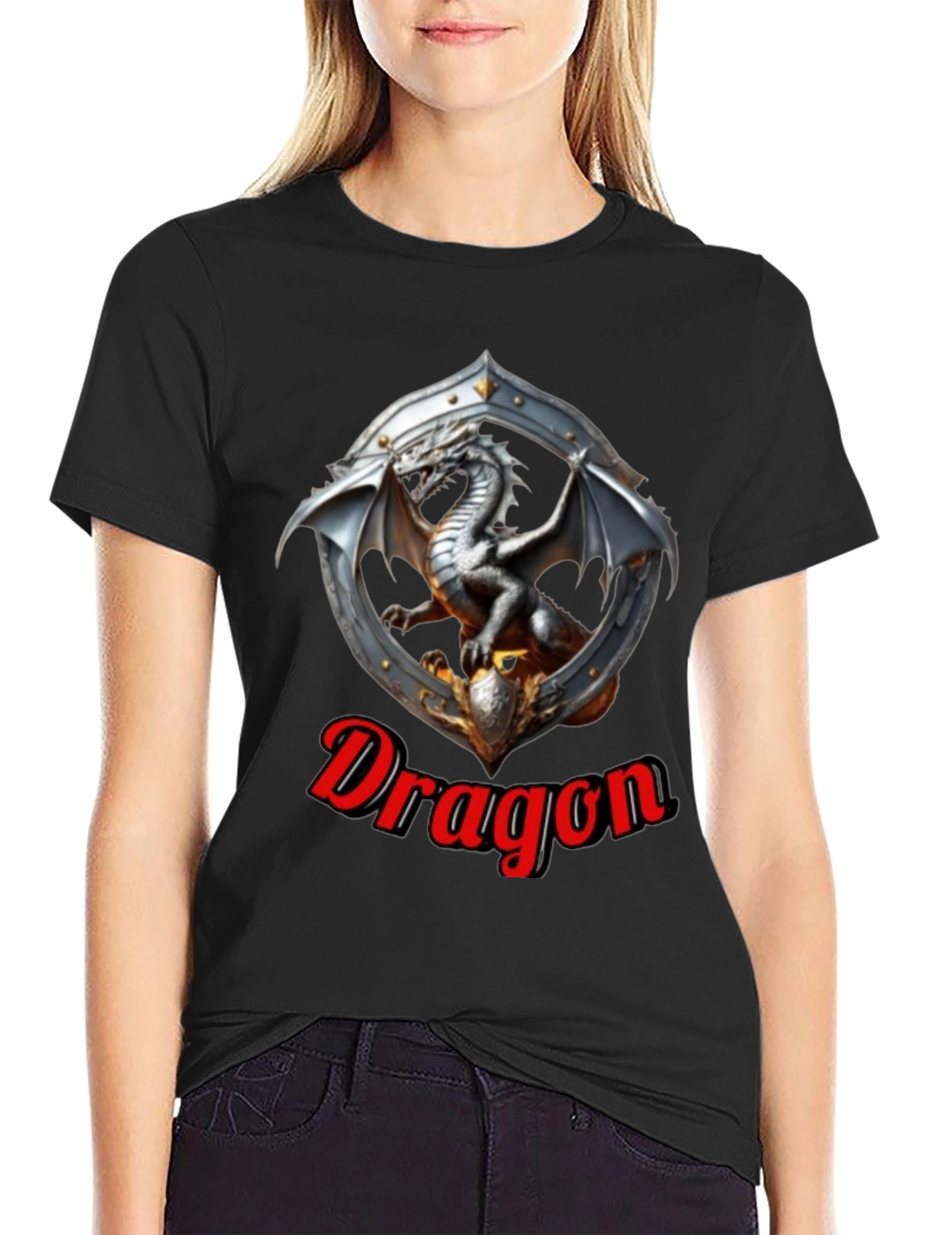 Dragon Shield Graphic Tee - Fantasy Style
