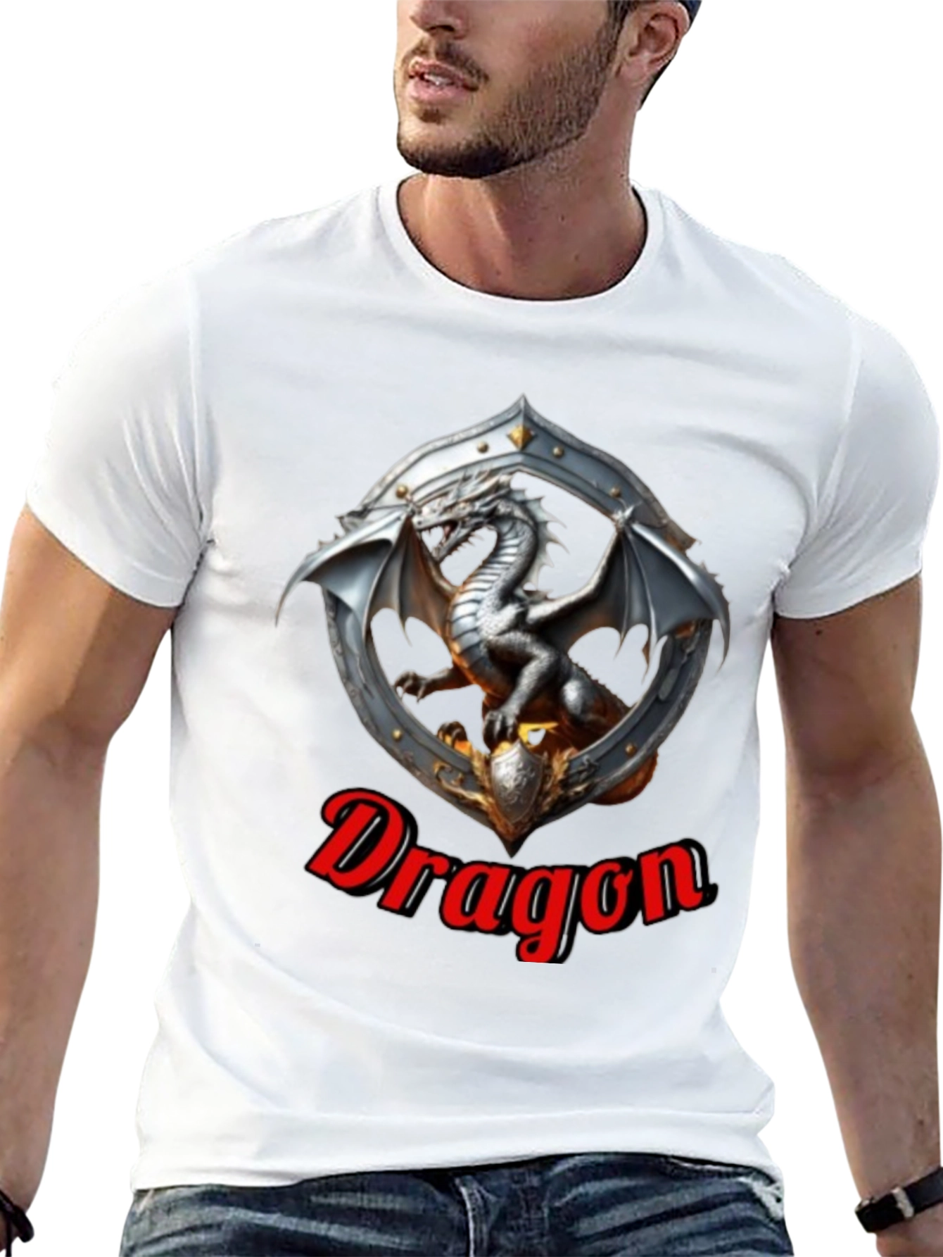 Dragon Shield Graphic Tee - Fantasy Style